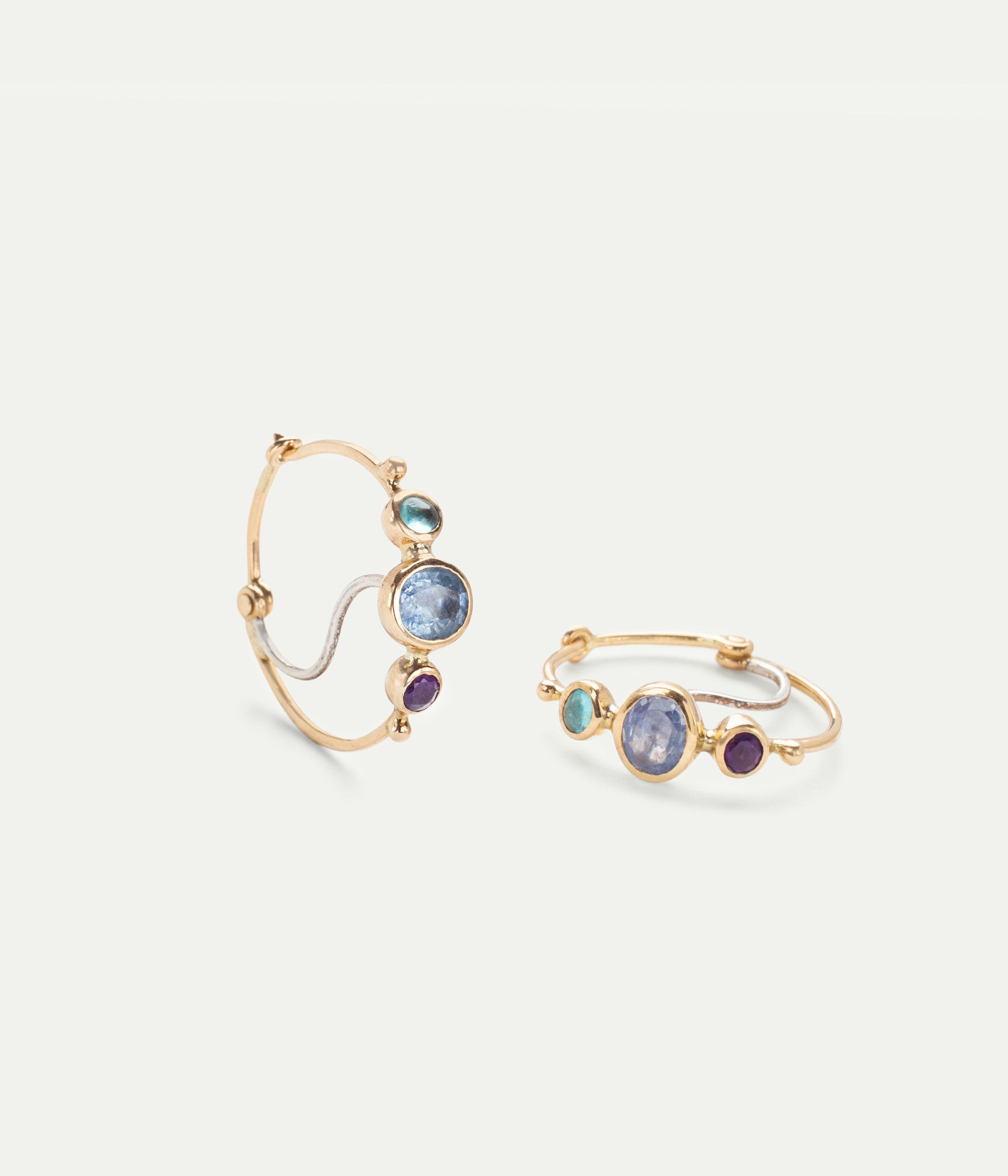 Créoles Fifine Saphir, Apatite et Améthyste