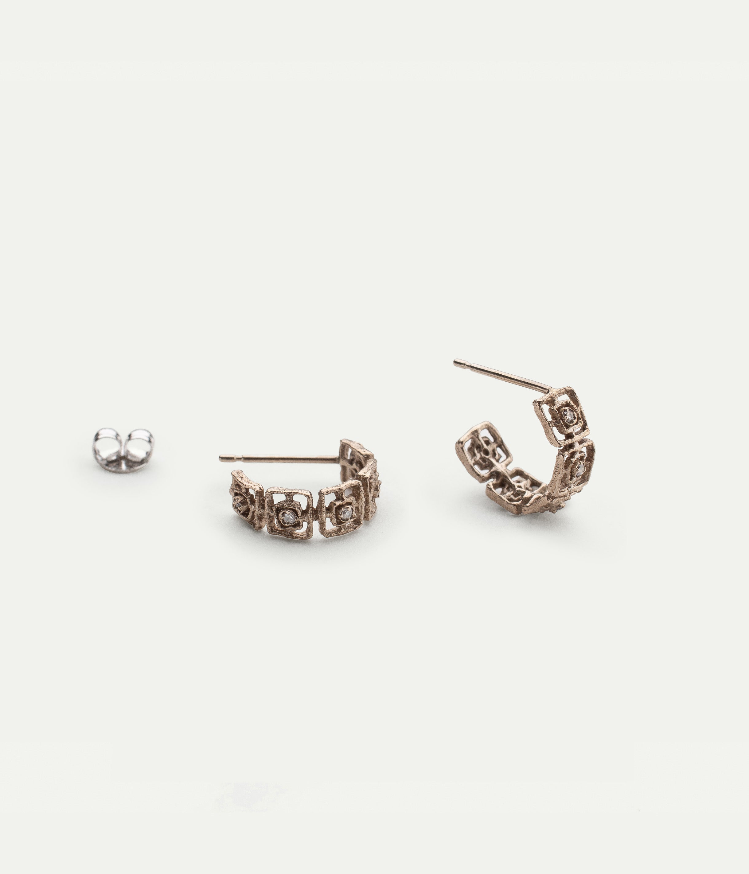 Boucles d'oreilles Maze or gris et diamants