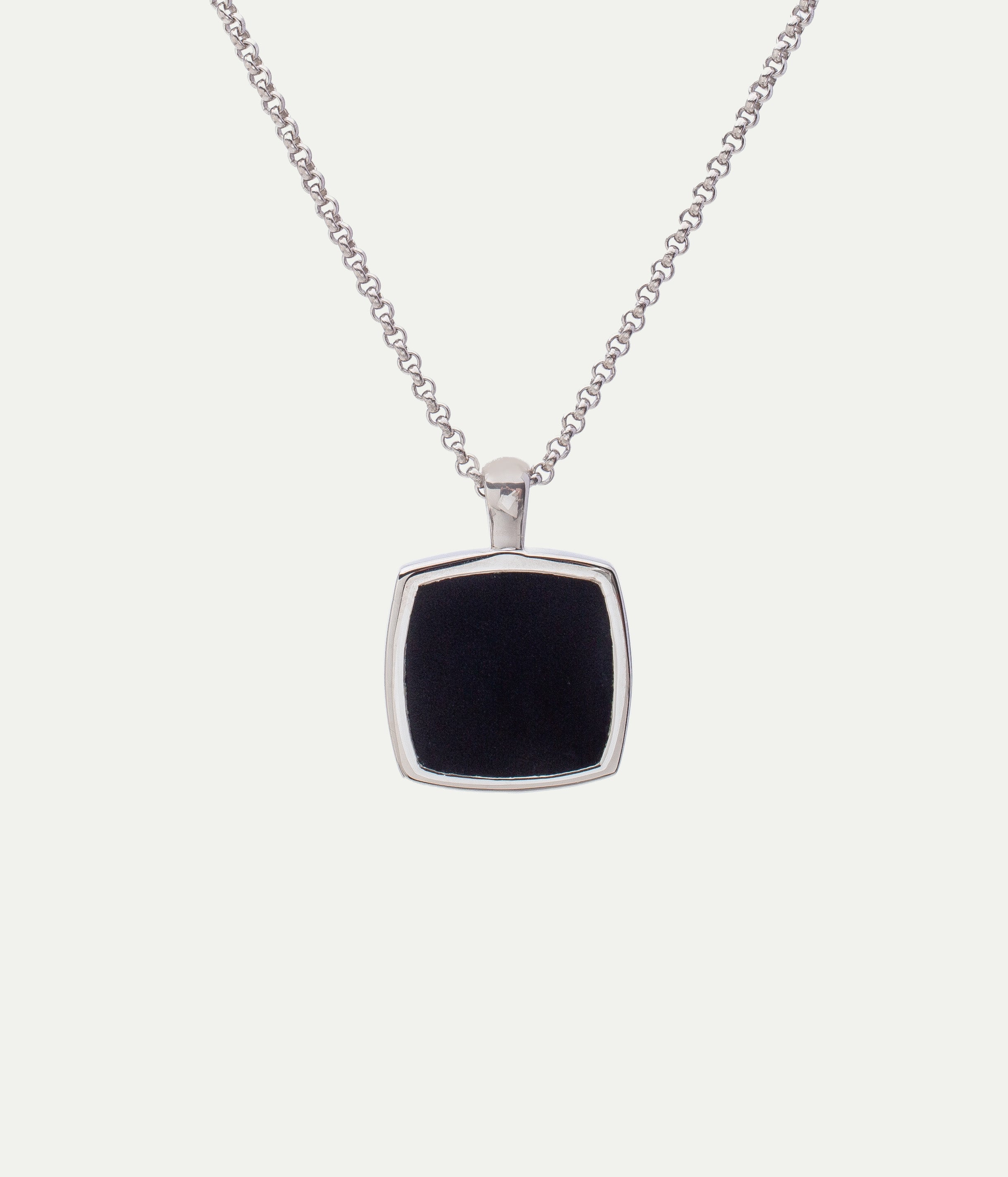 Cushion silver and onyx necklace