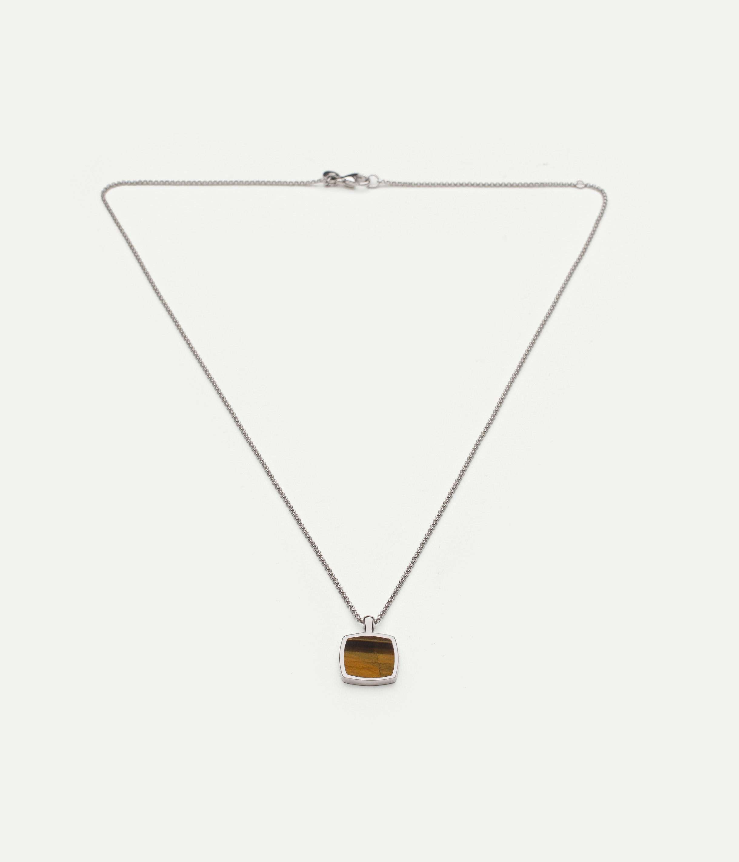 Cushion silver and tiger eye necklace