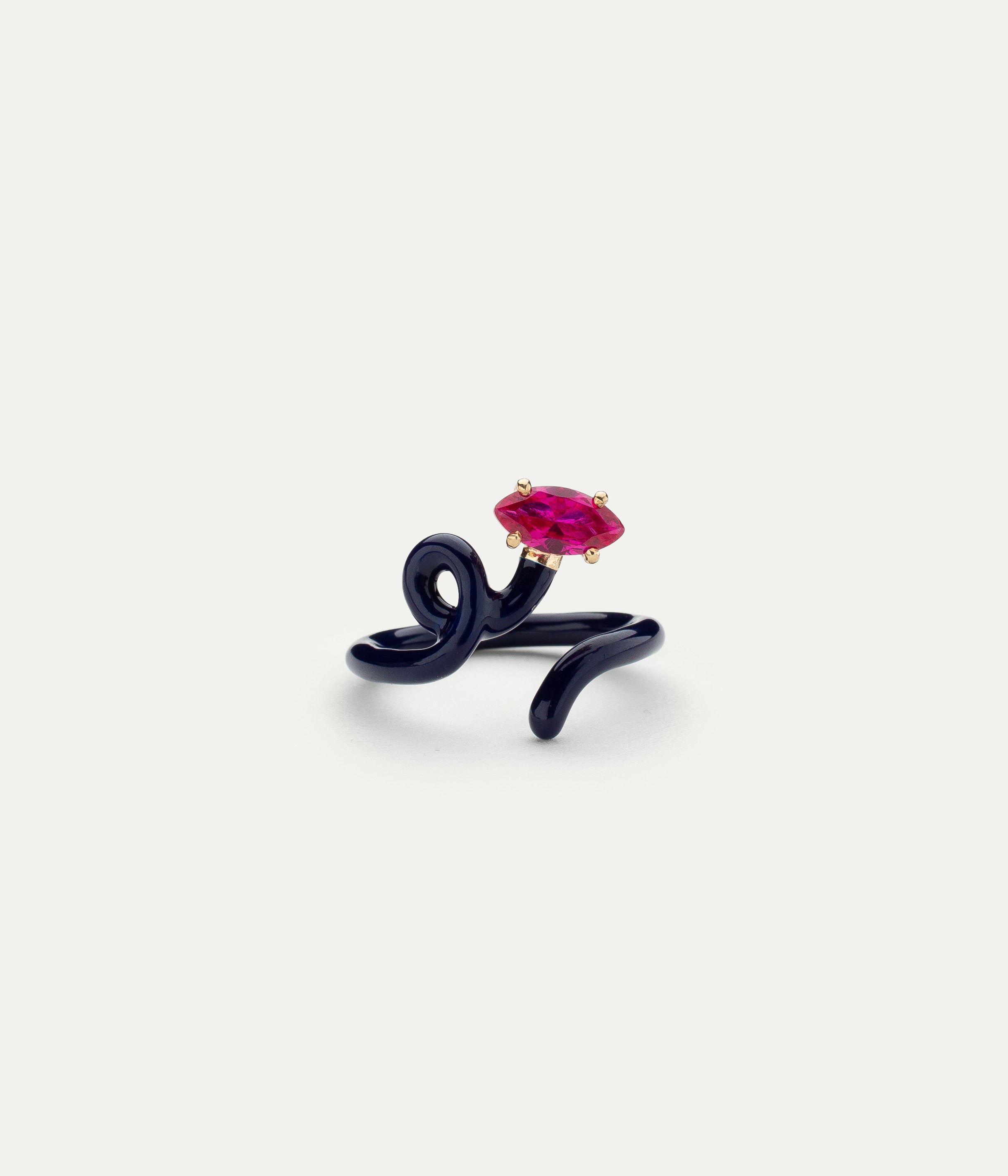 Bague Baby Vine Navy Corindon rose