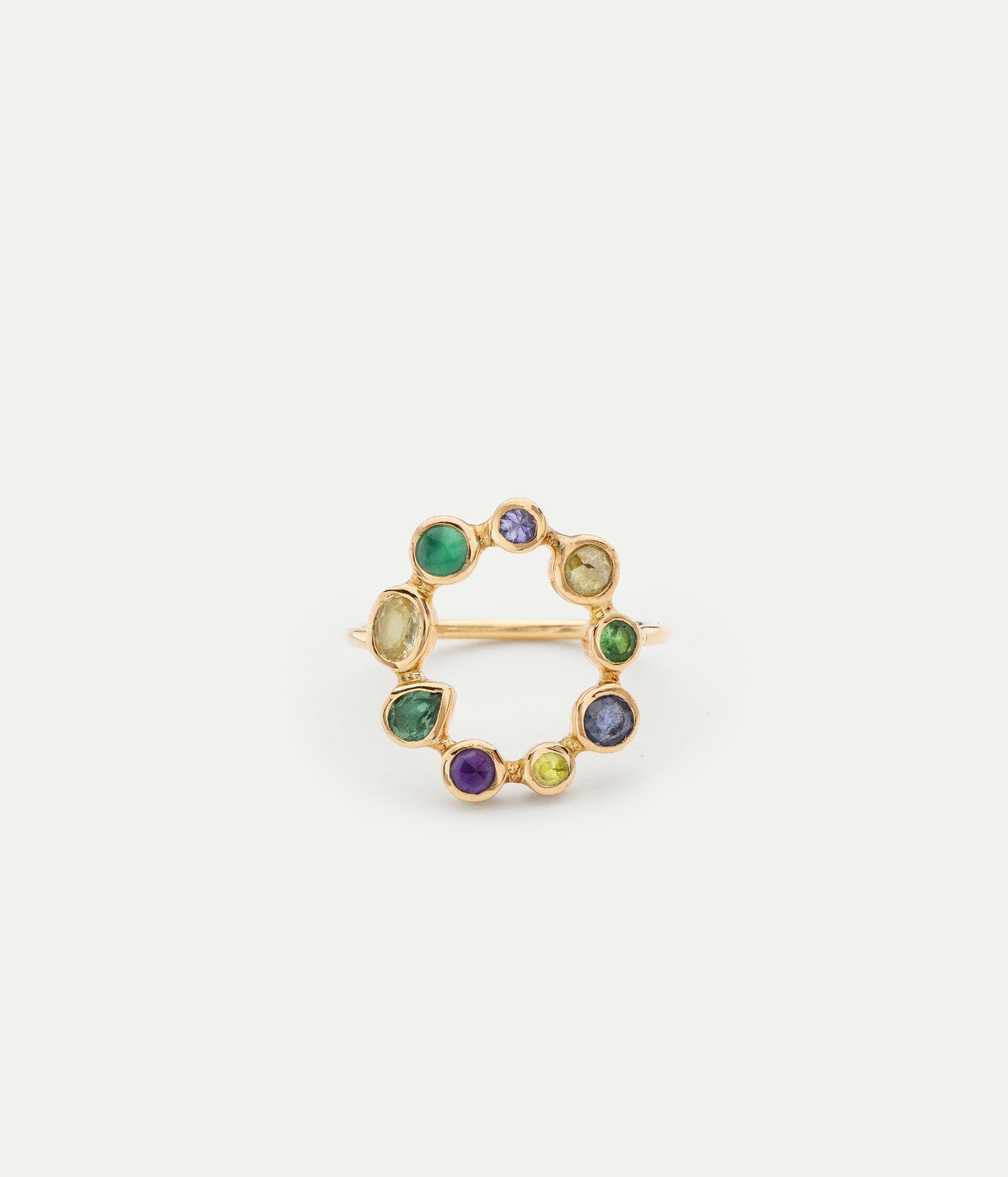 Bague Couronnée saphir, tourmaline et onyx