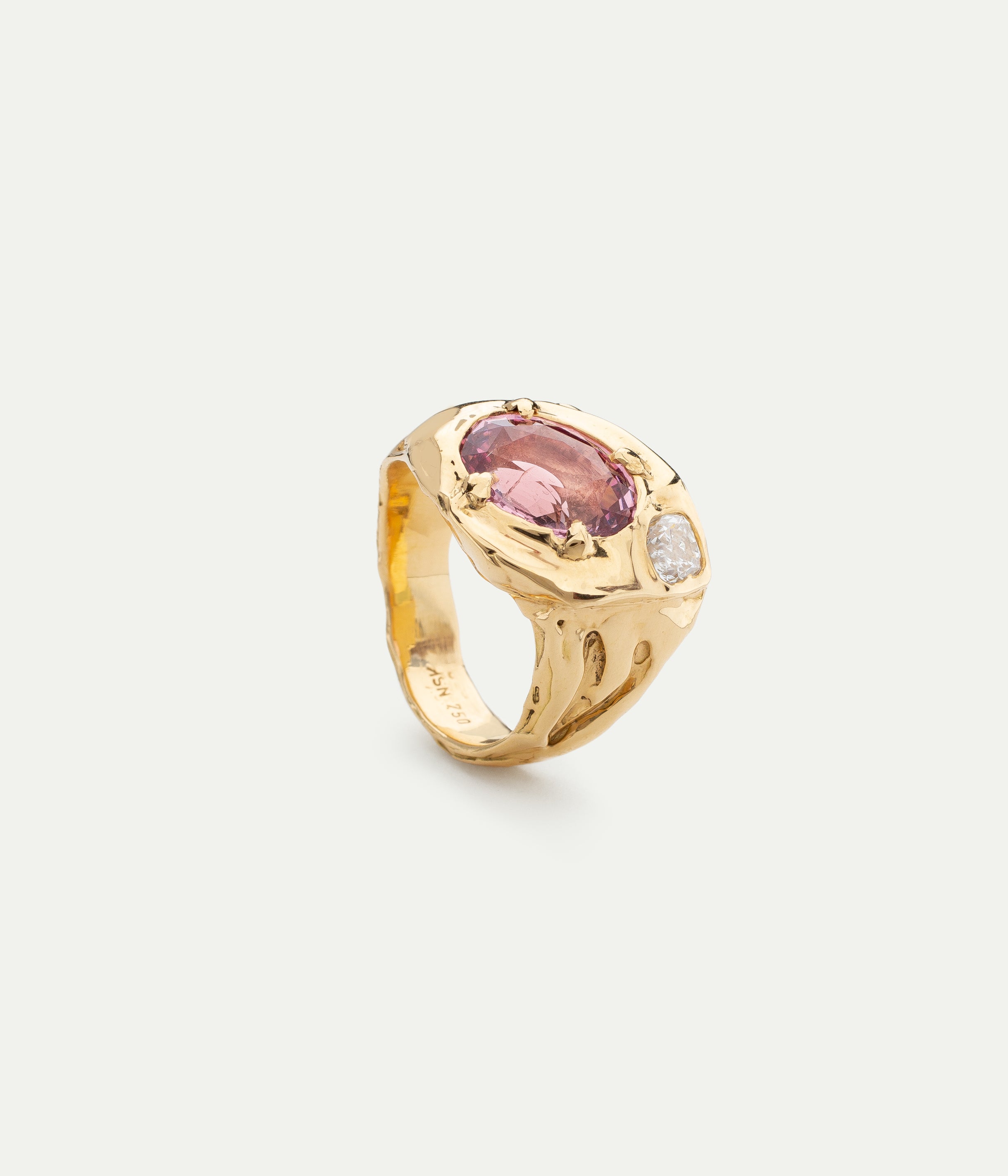 Sacrosanct spinel and diamond ring