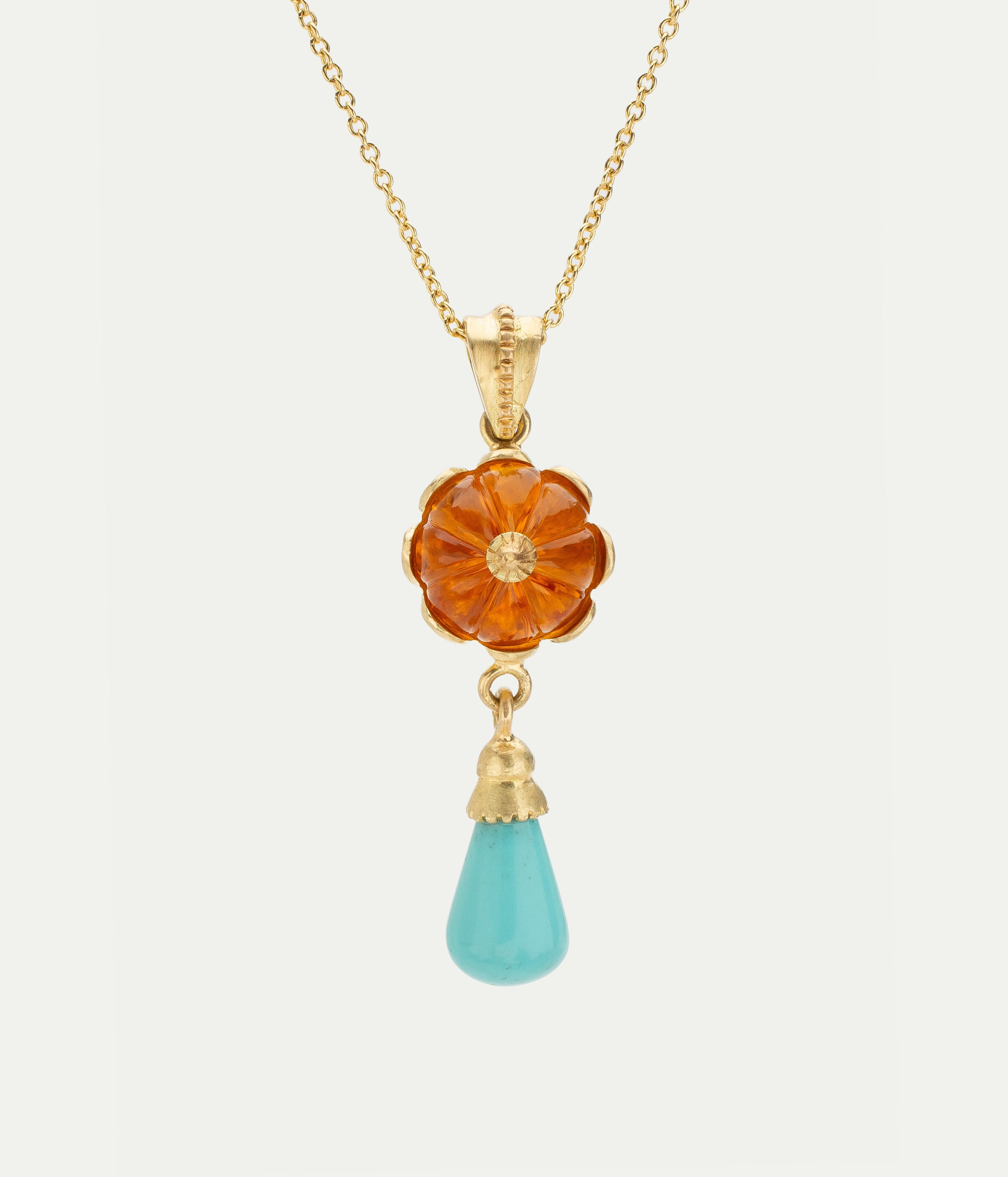 Collier Pumkin citrine et turquoise