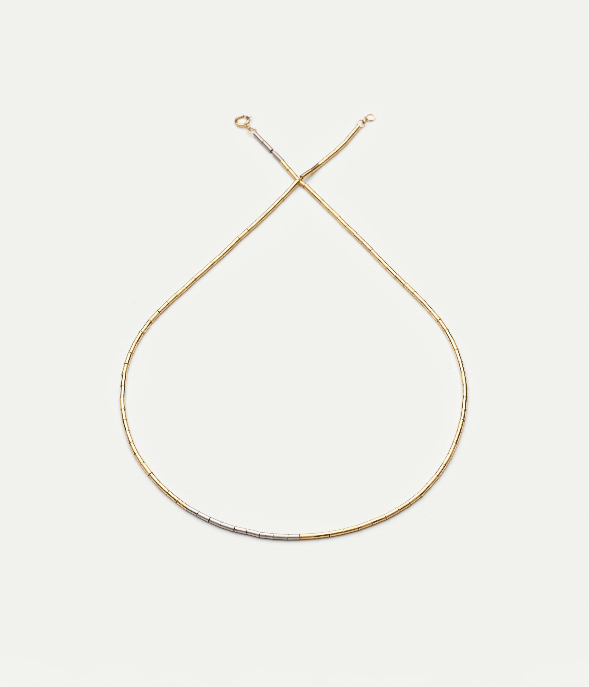 Collier Cylindre or jaune et platine