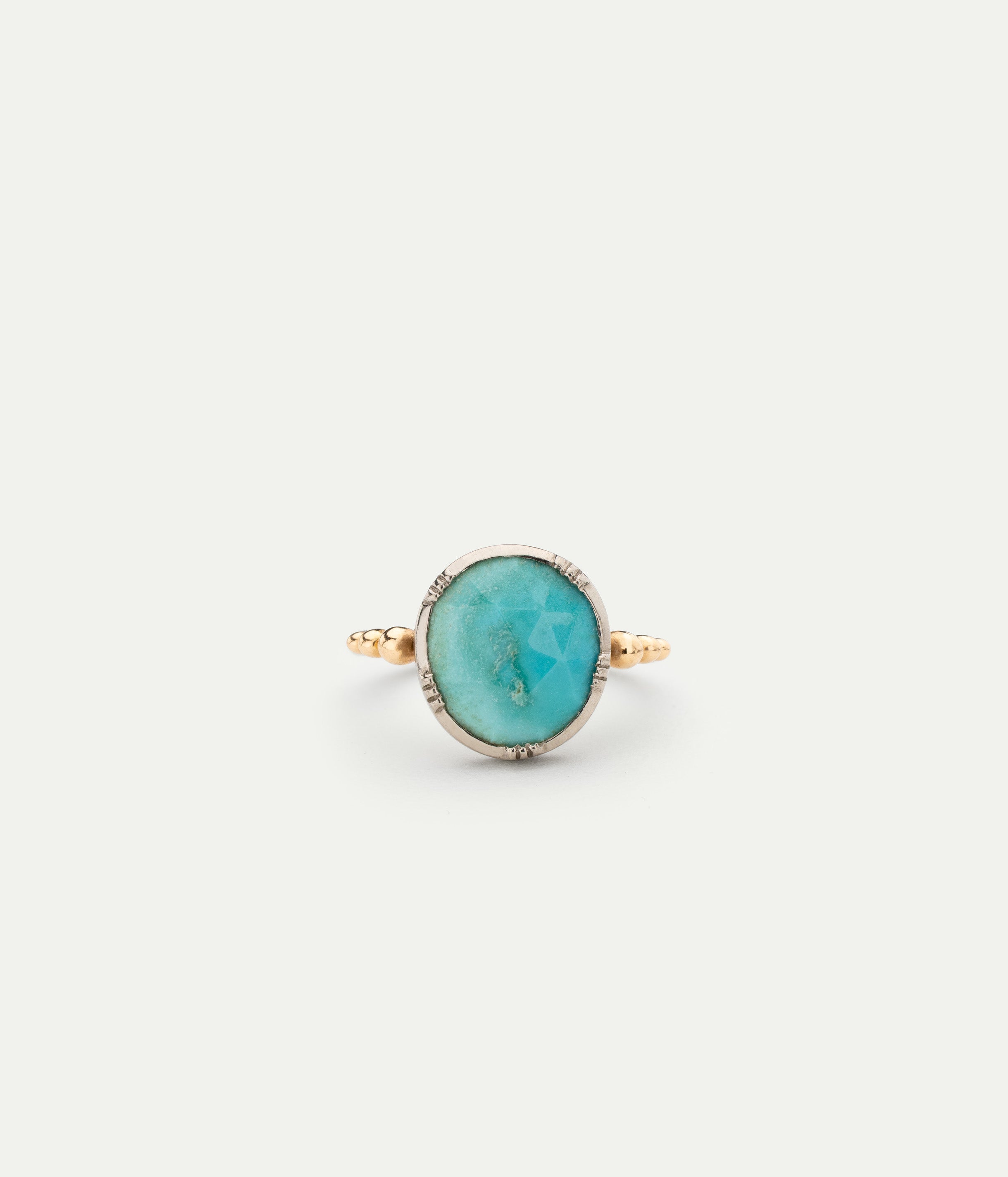 Bague turquoise or gris