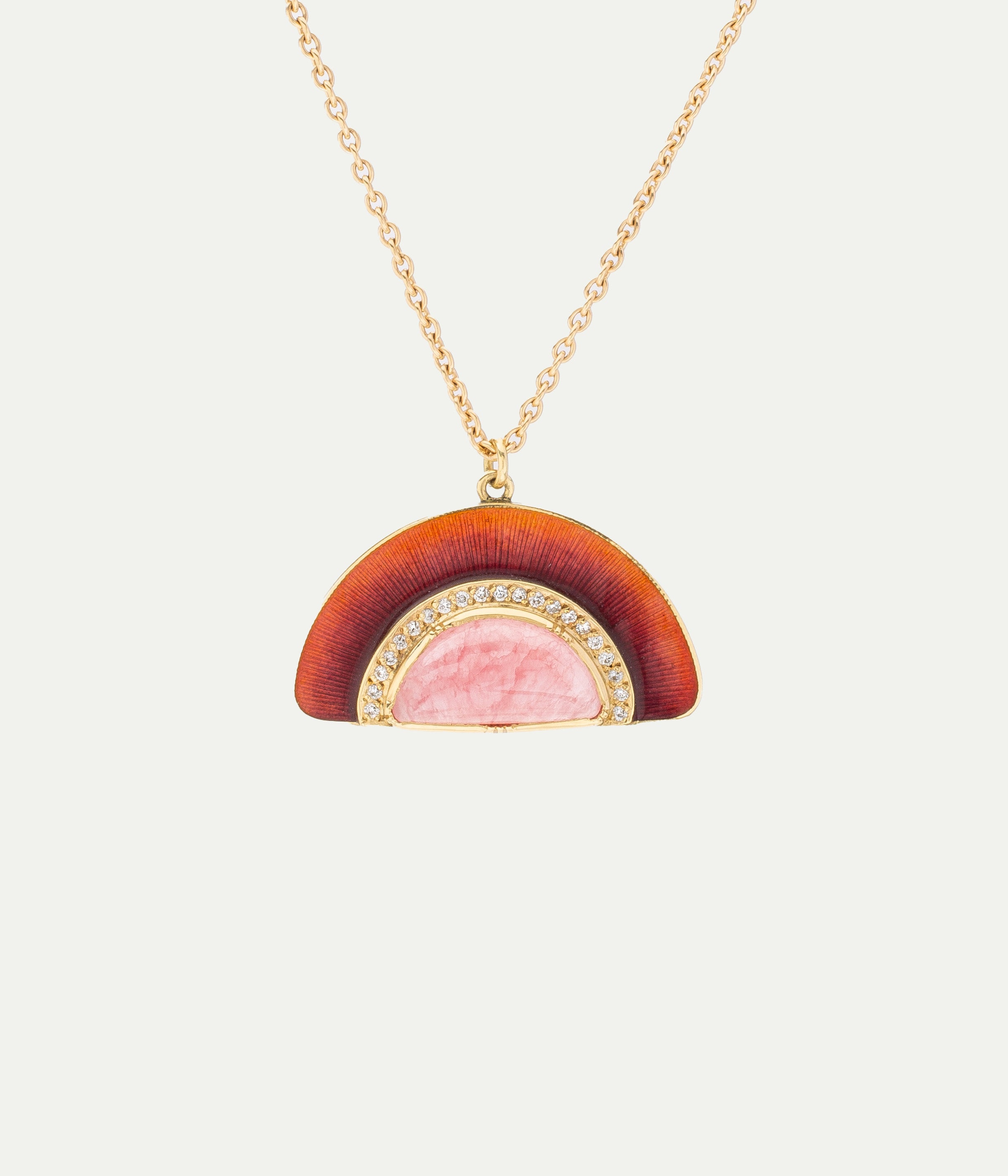 Sunrise Rhodocrosite and Diamond Necklace