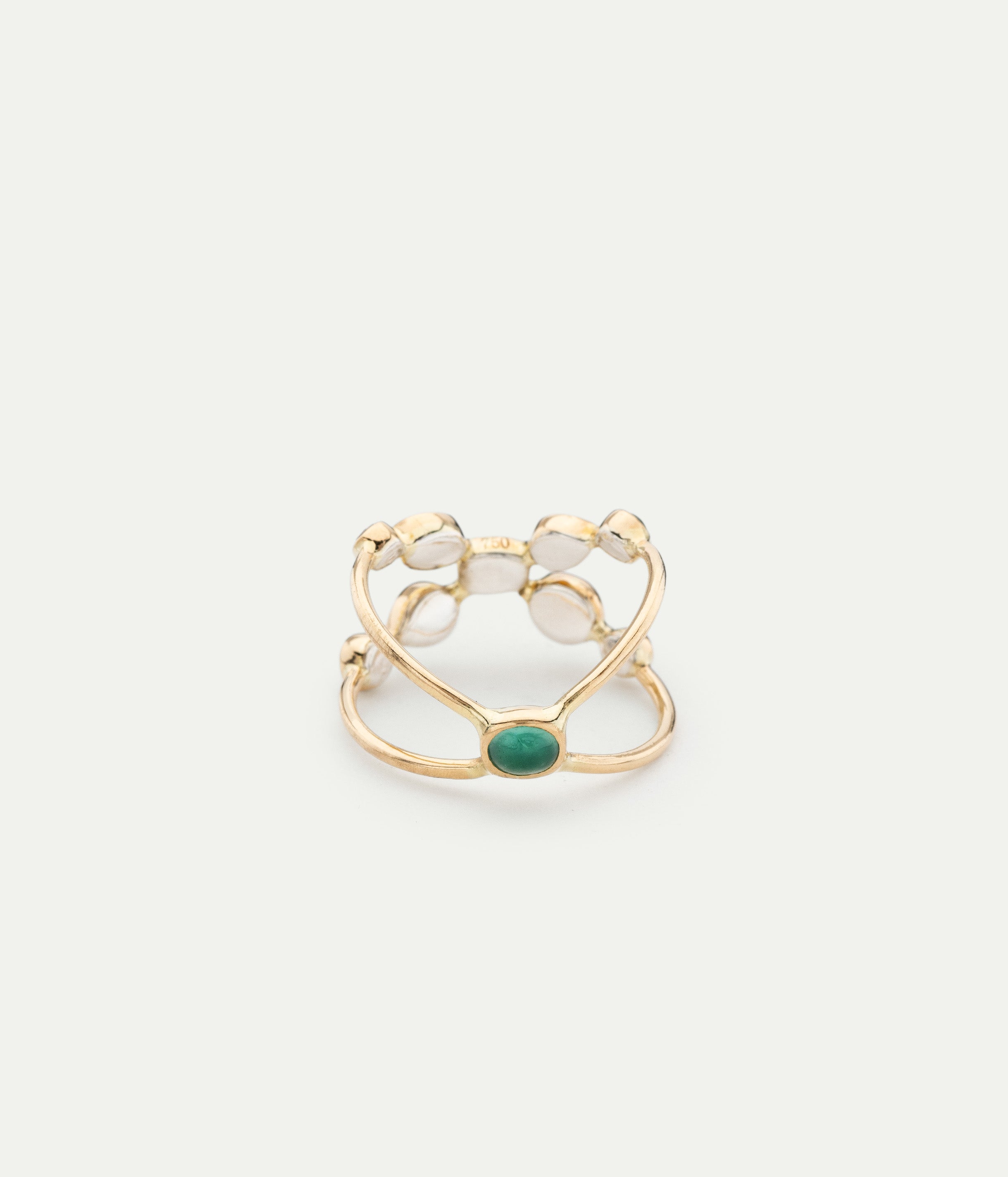 Bague Croisée tourmaline, chrysobéryl et onyx