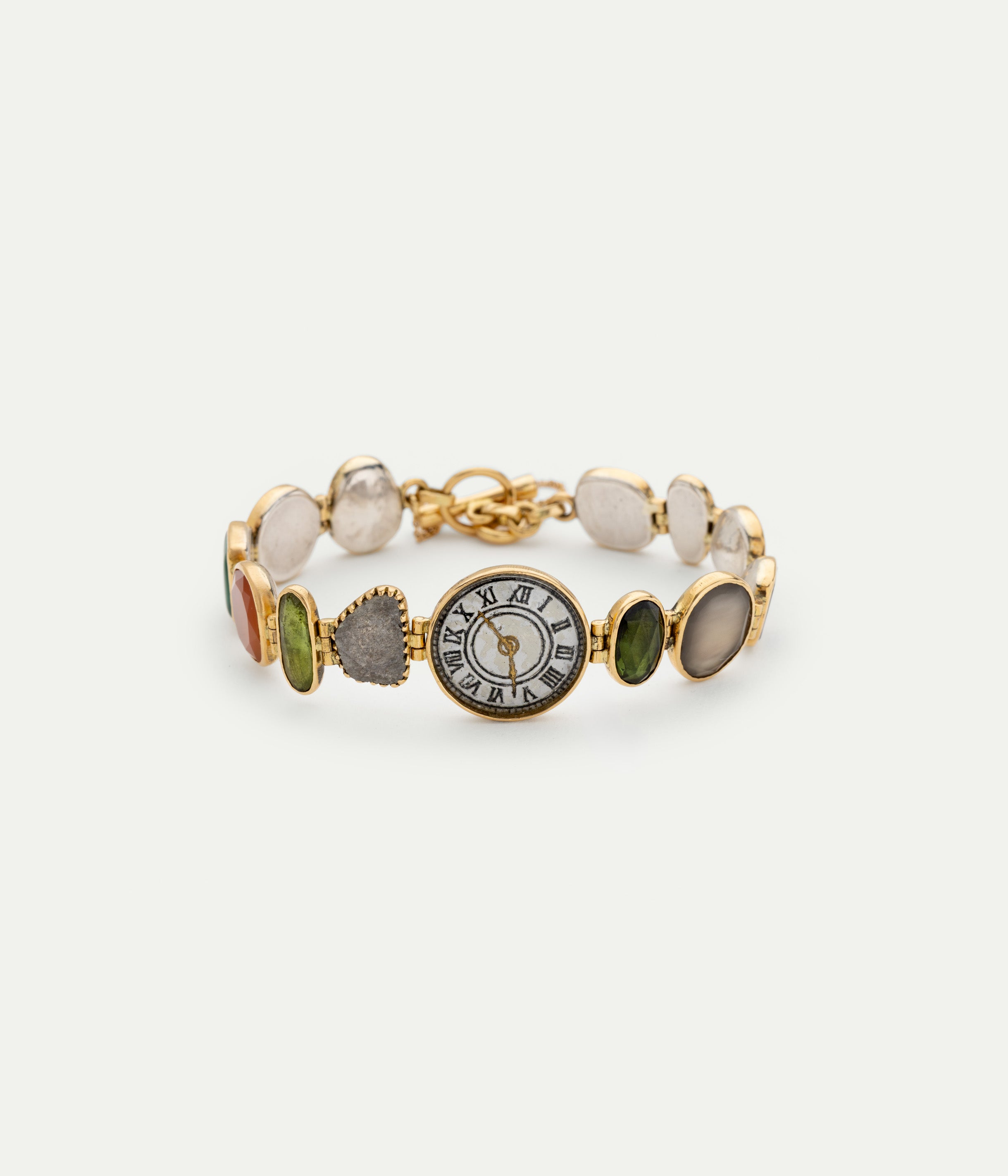 Bracelet Souple Montre tourmaline, calcédoine et cornaline
