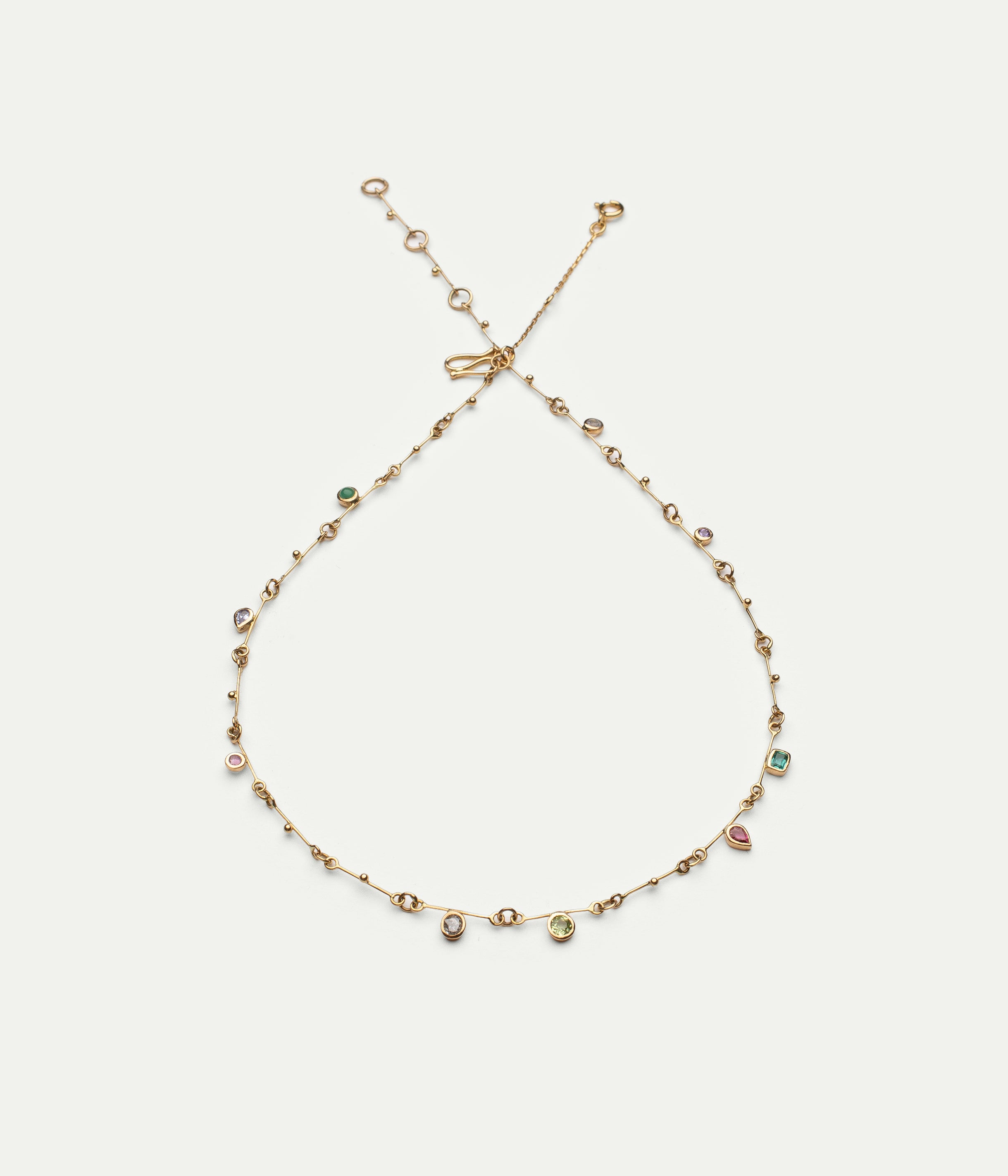 Collier Gouttes d'or tanzanite et émeraude