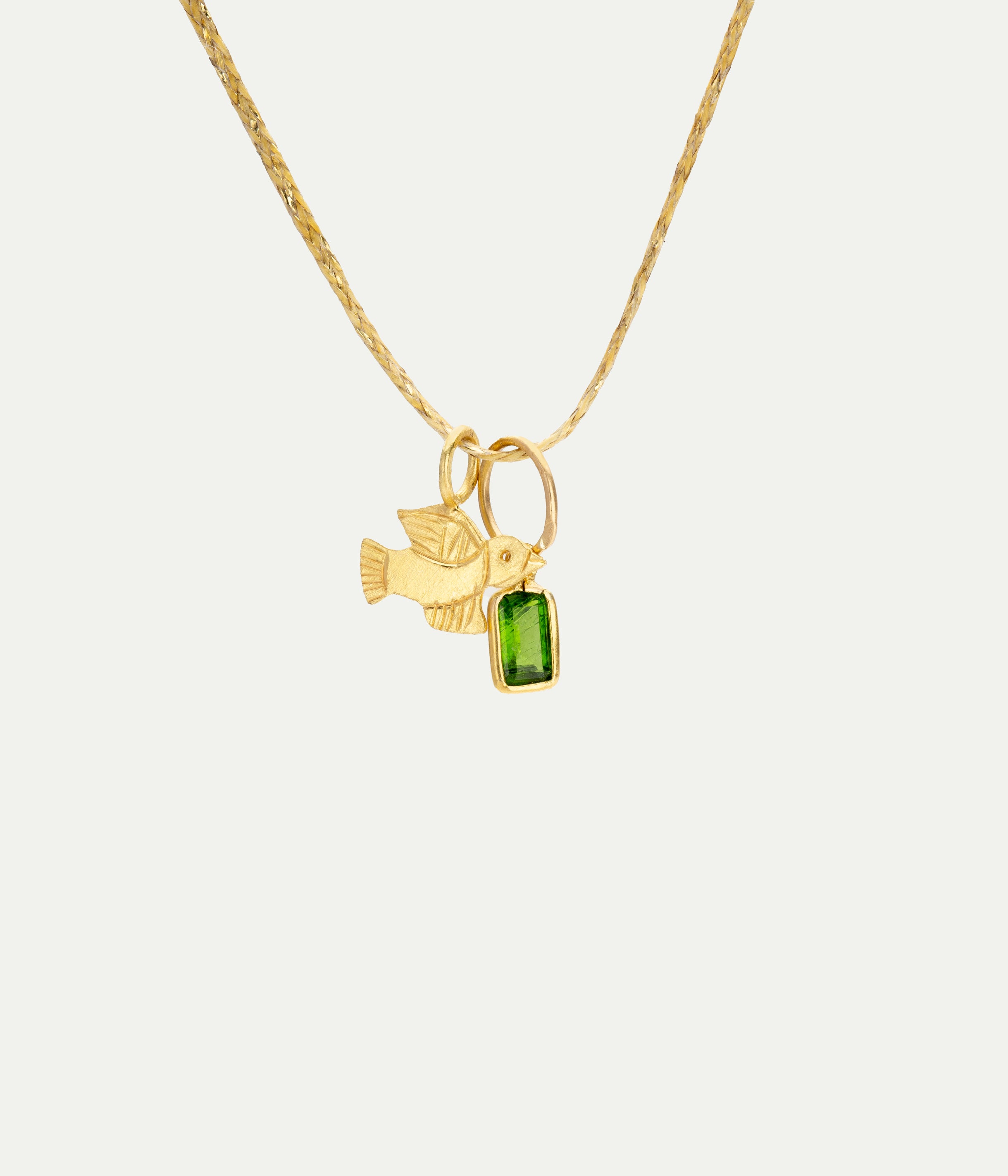 Myanmar Tender Greens & Bird necklace