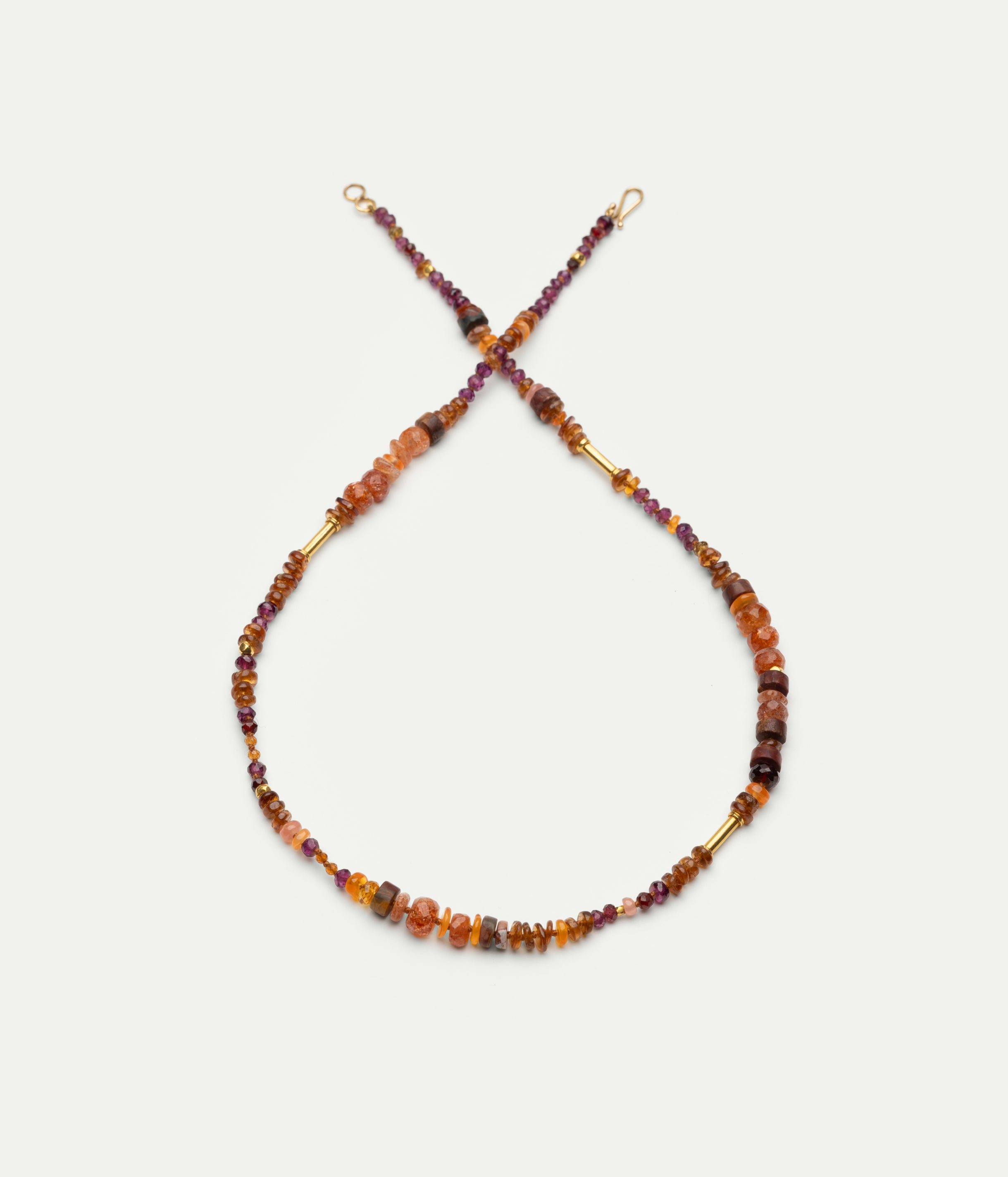 Collier orange tourmaline, grenat et opale
