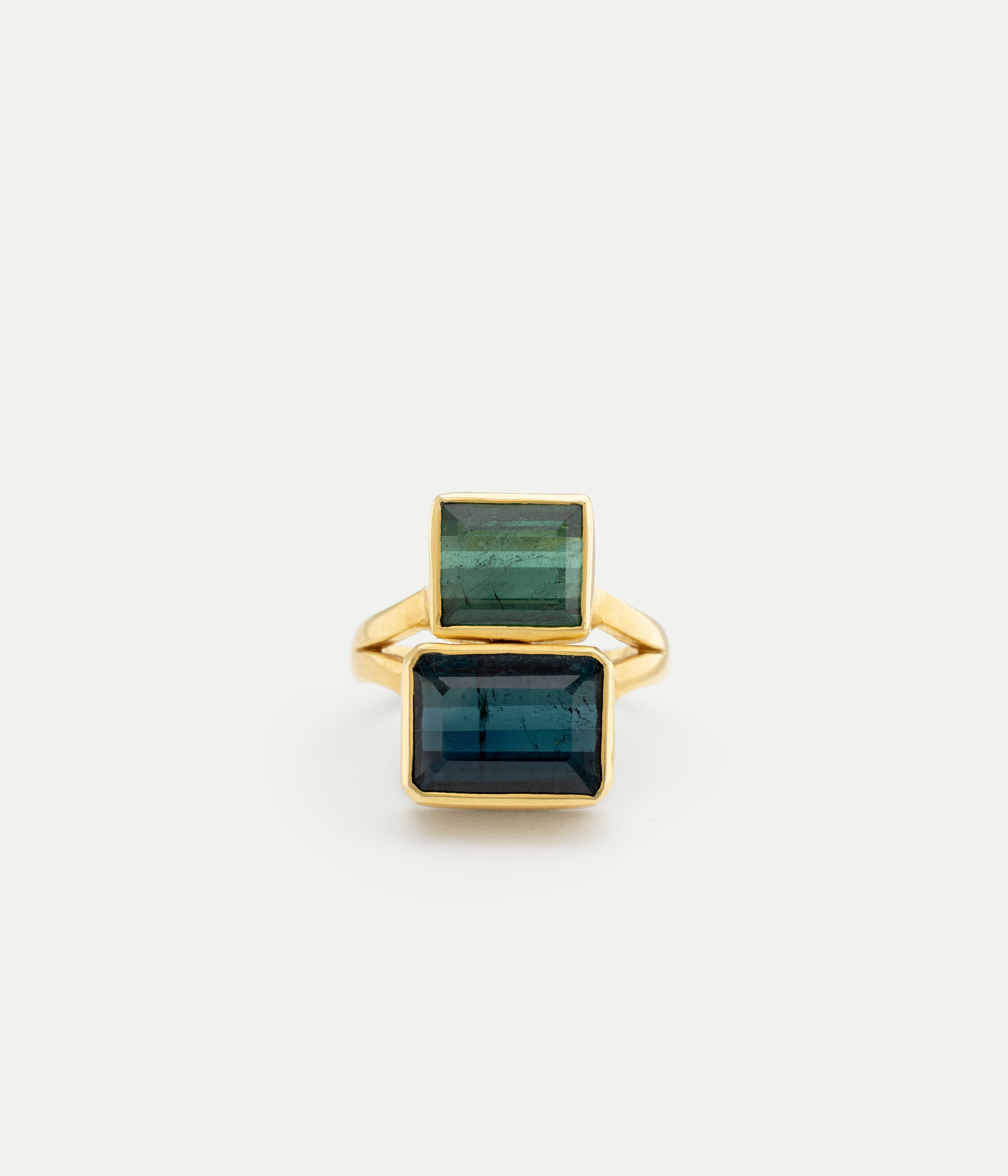 Double Greek Green Tourmaline ring