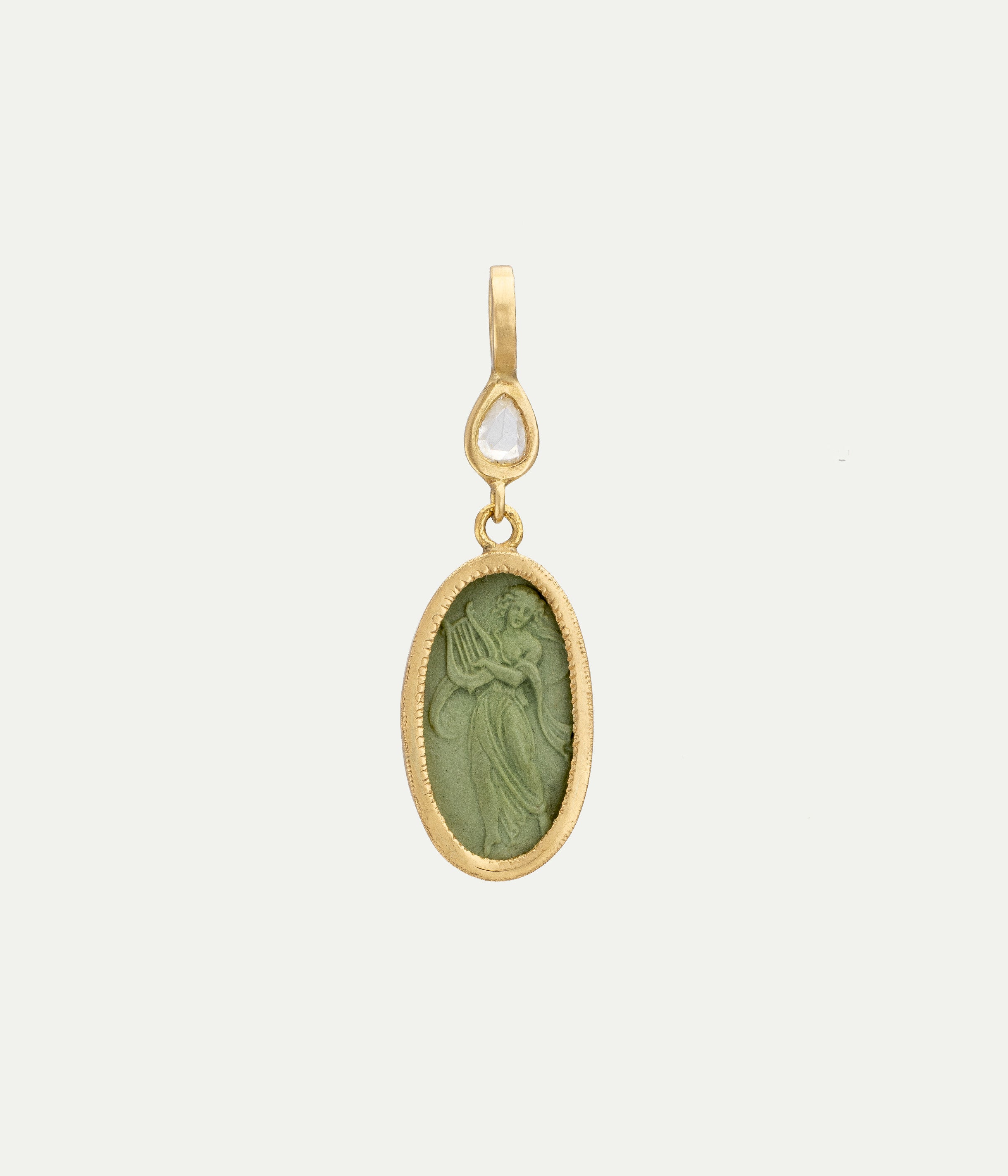 Italian Cameo yellow gold and diamond pendant