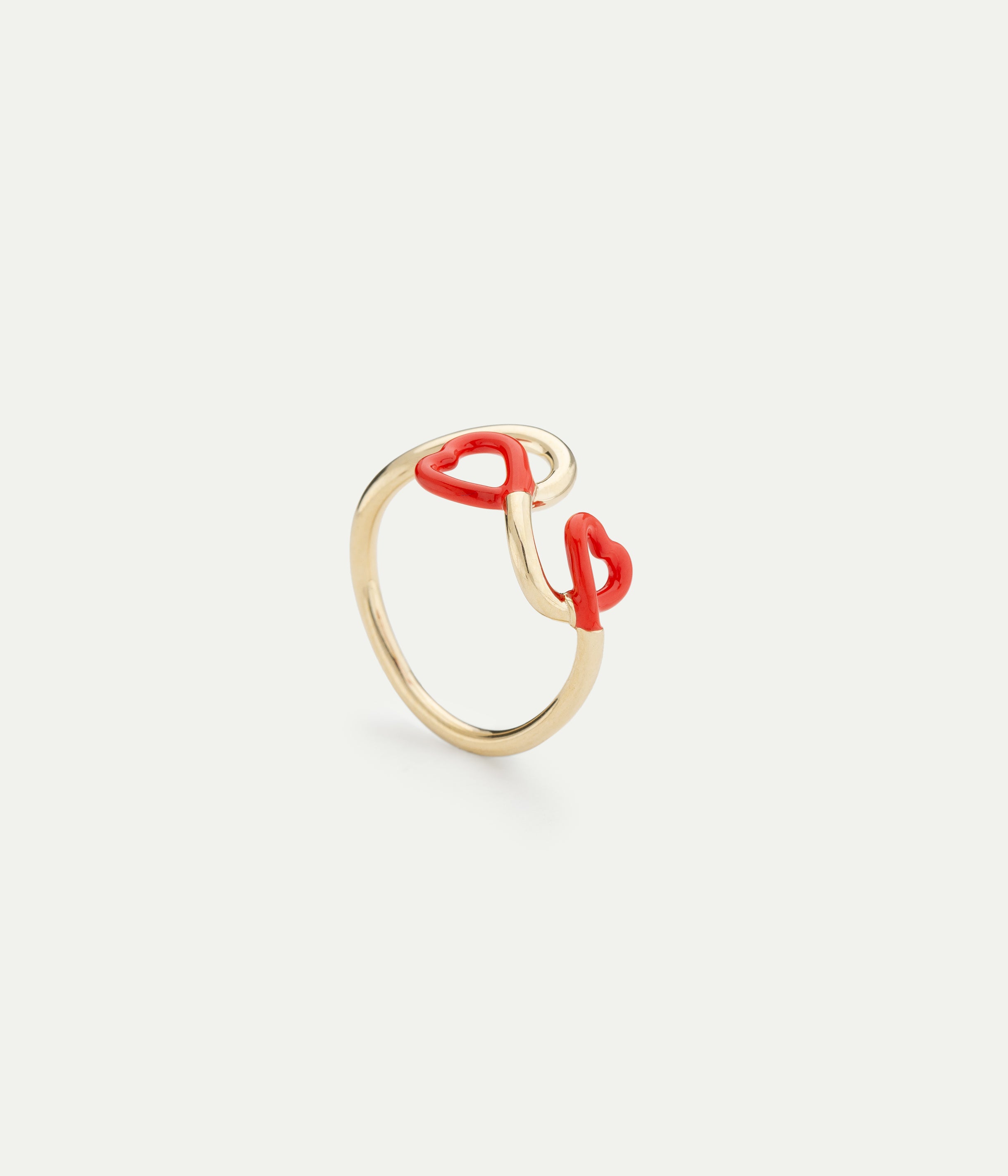 Double Red Heart Ring