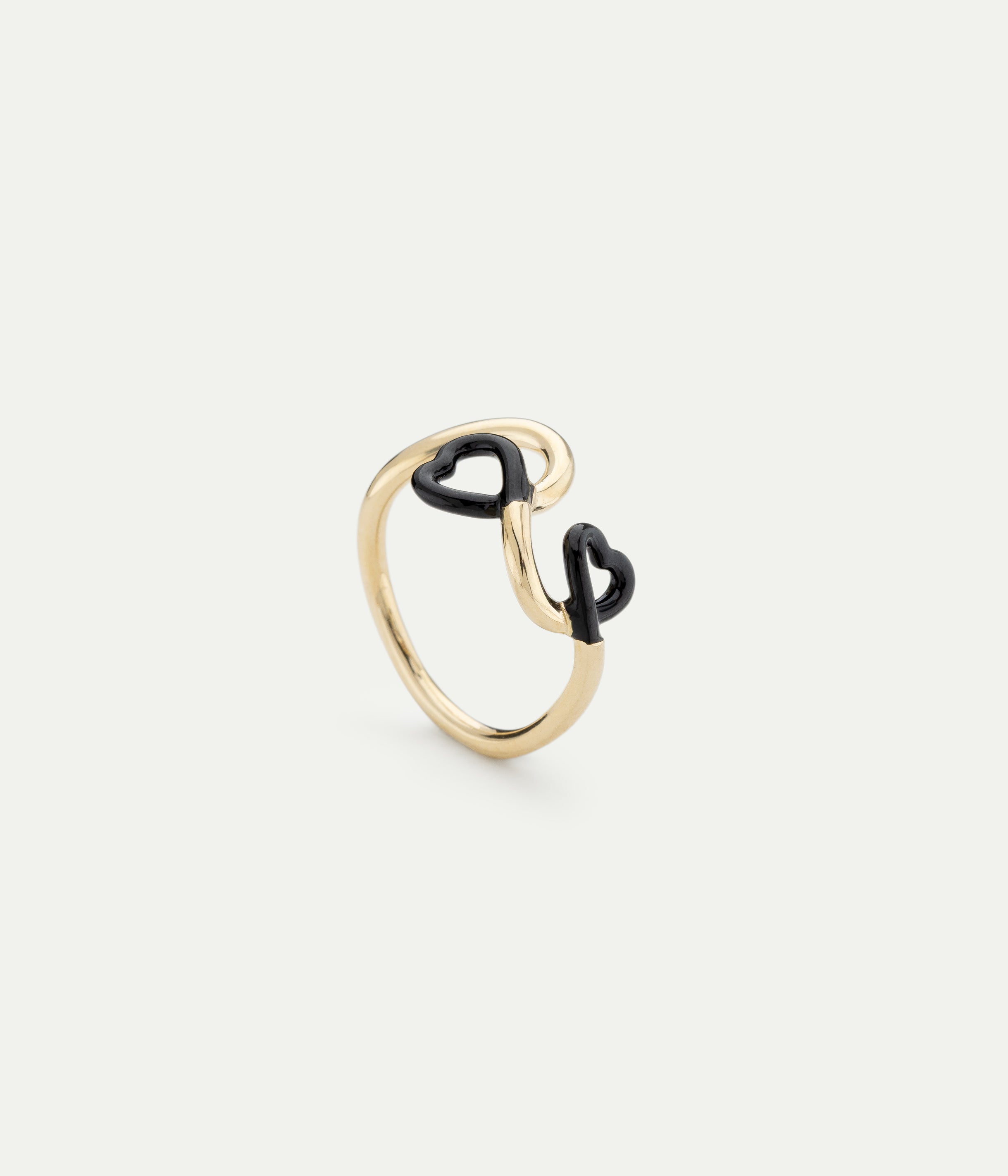 Double Black Heart Ring