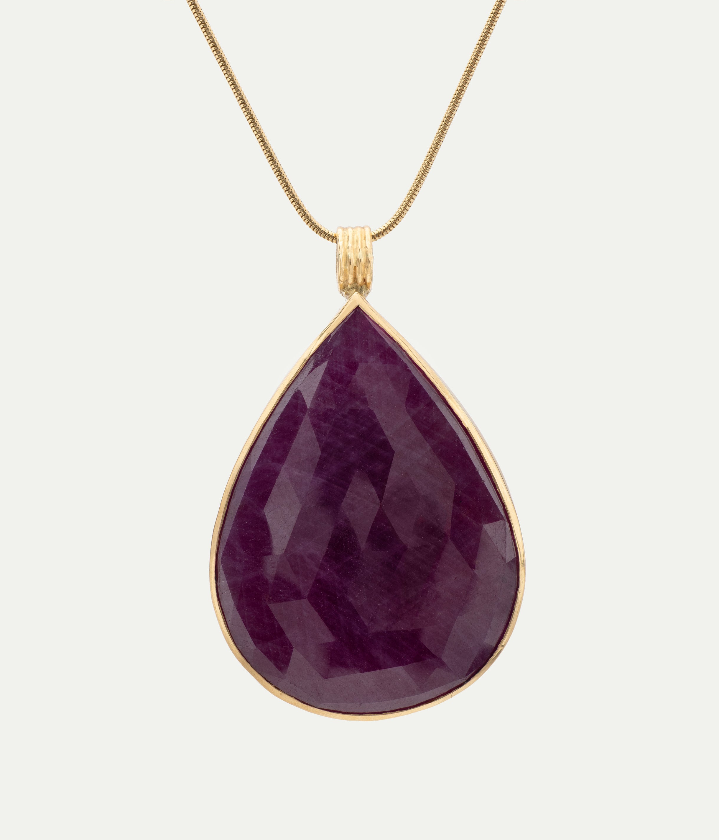 Collier Goutte or jaune et rubis