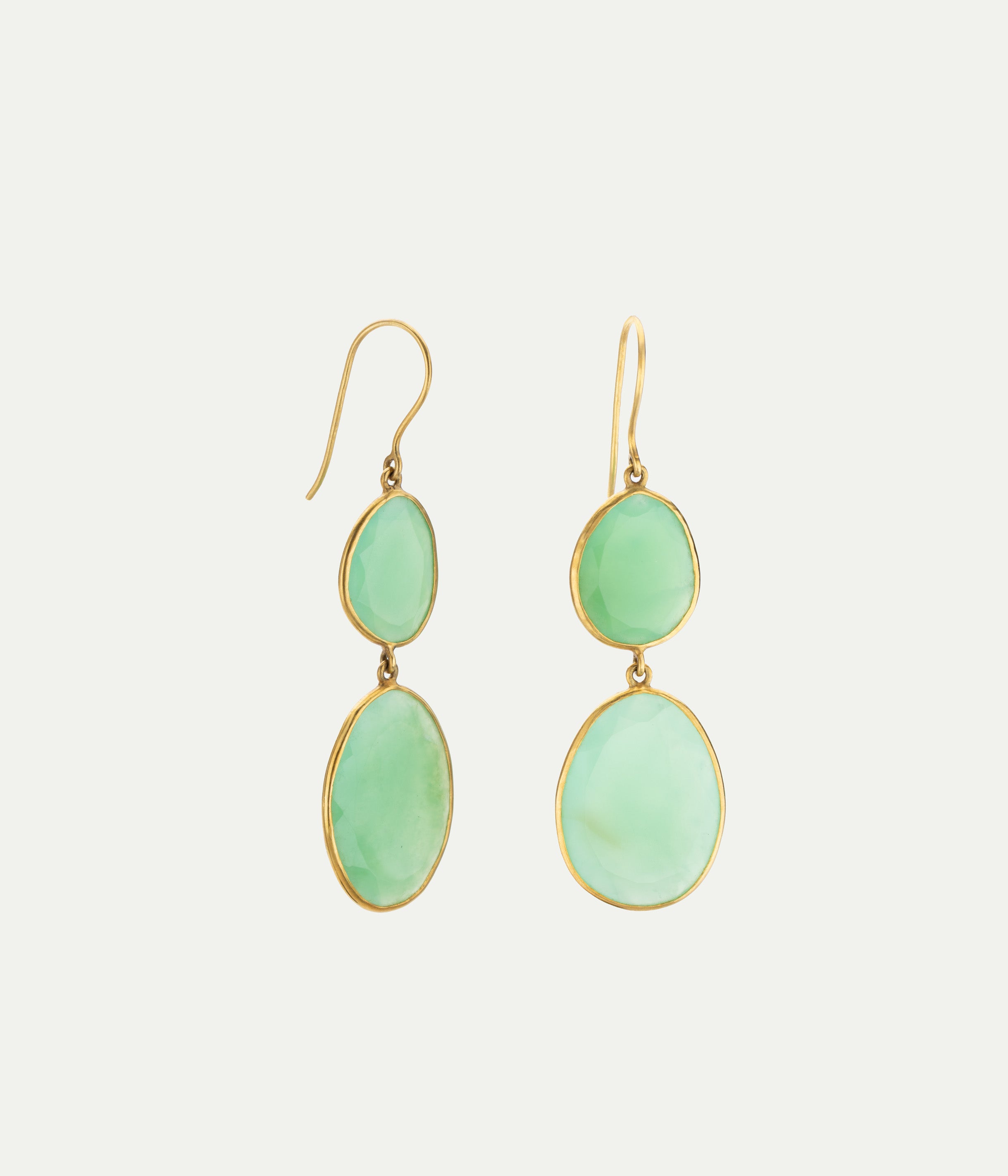 Boucles d'oreilles 2 Drops Chrysoprase