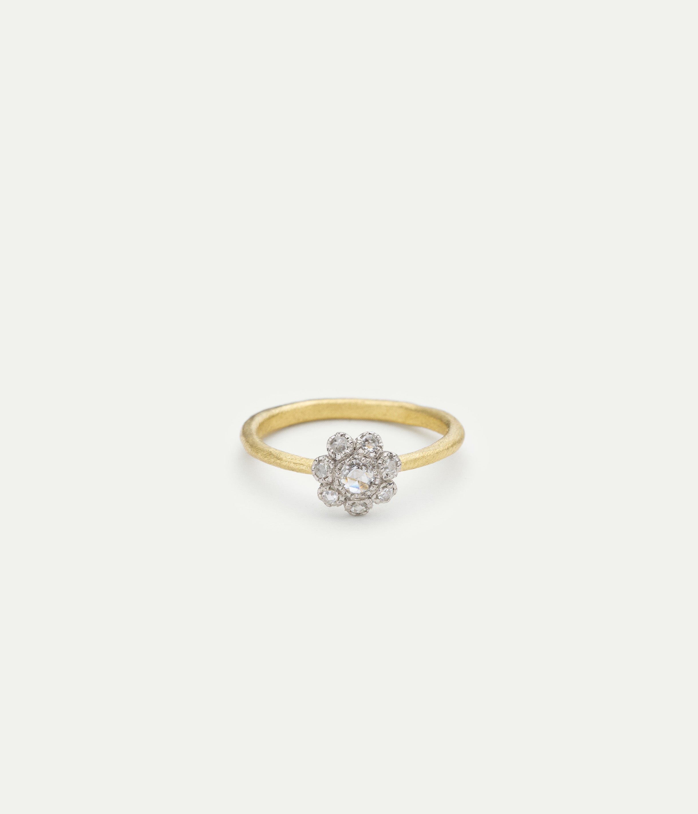 Bague Flower or jaune et diamant