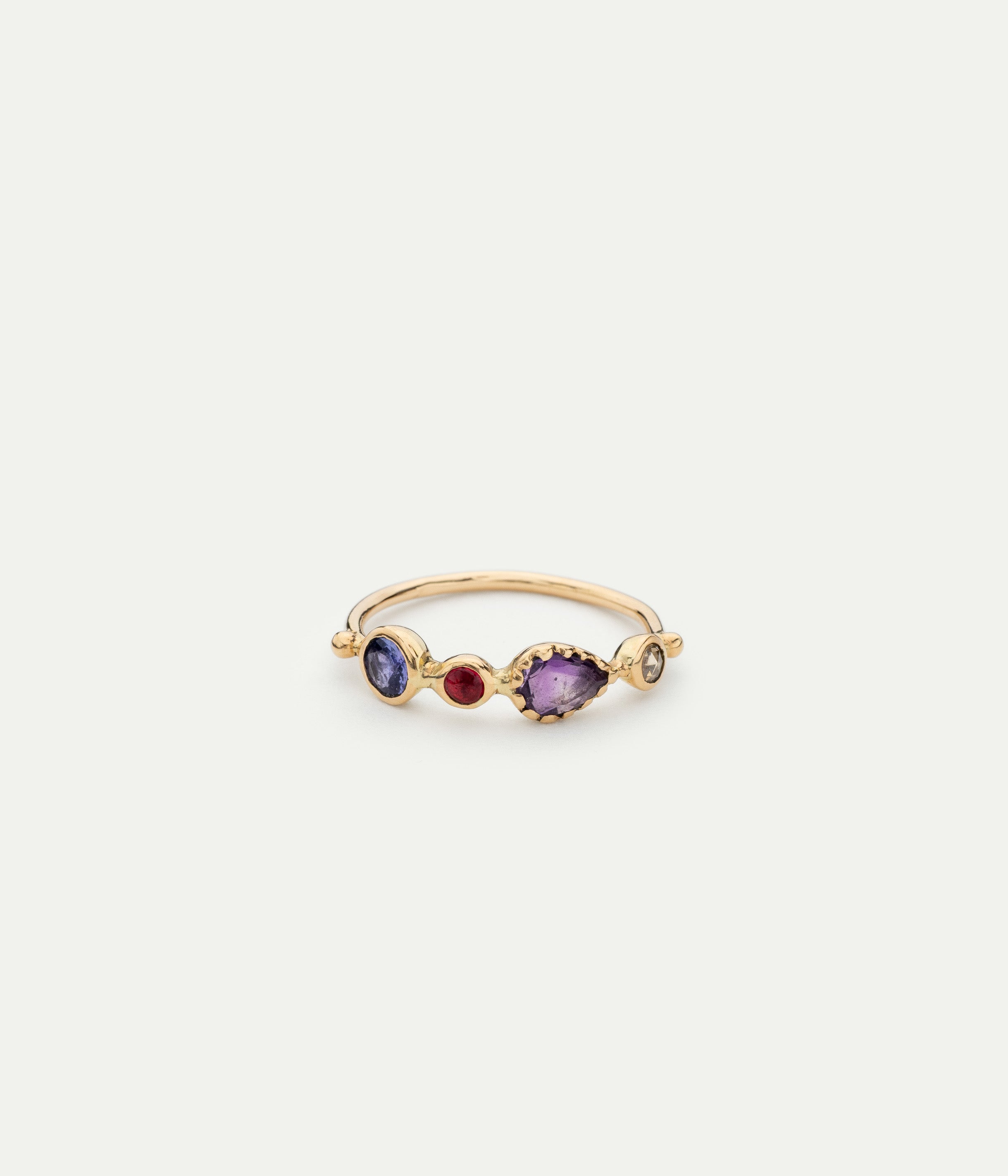 Bague Simple améthyste, tanzanite et spinelle