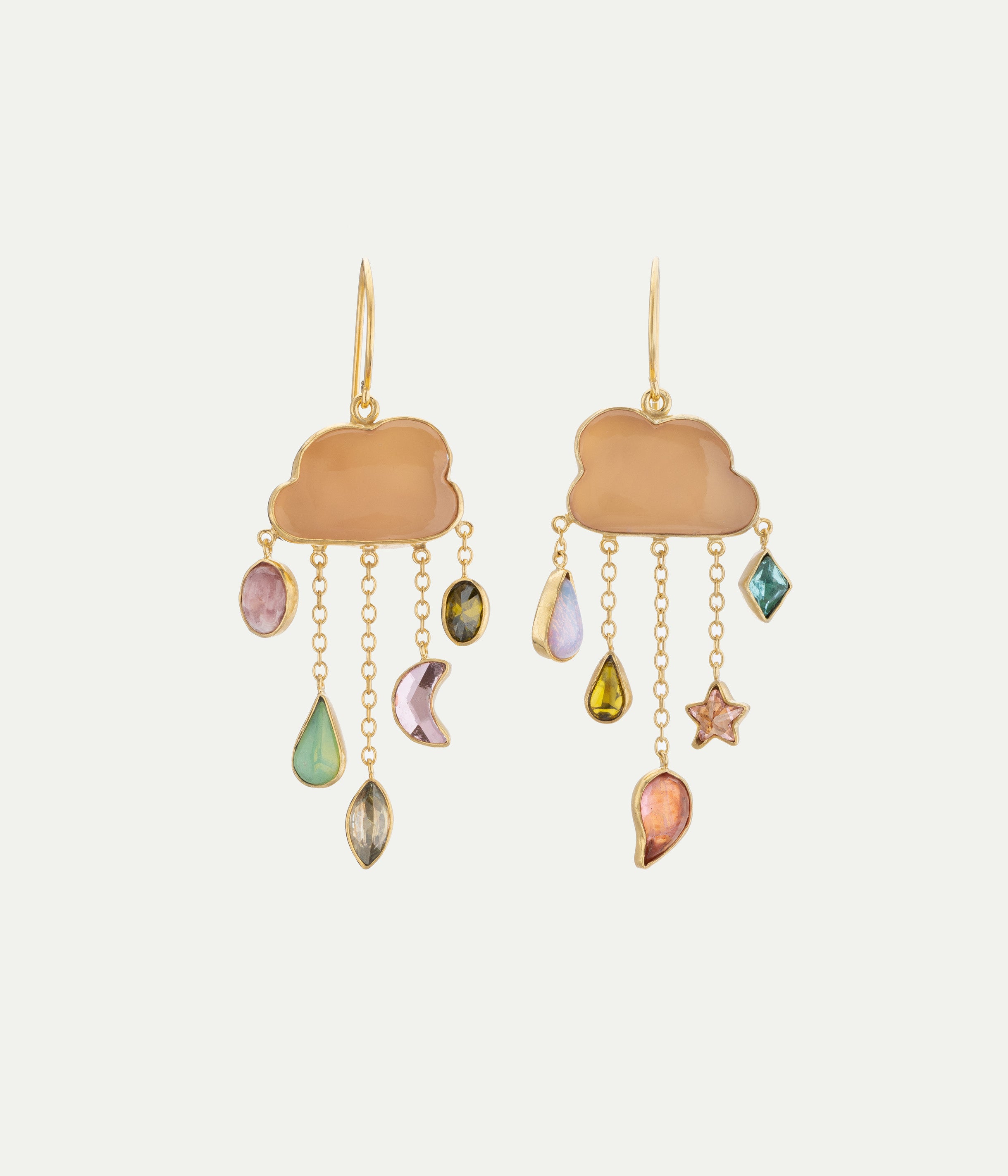 Boucles d'oreilles Cloud and Rain Chain Drop quartz