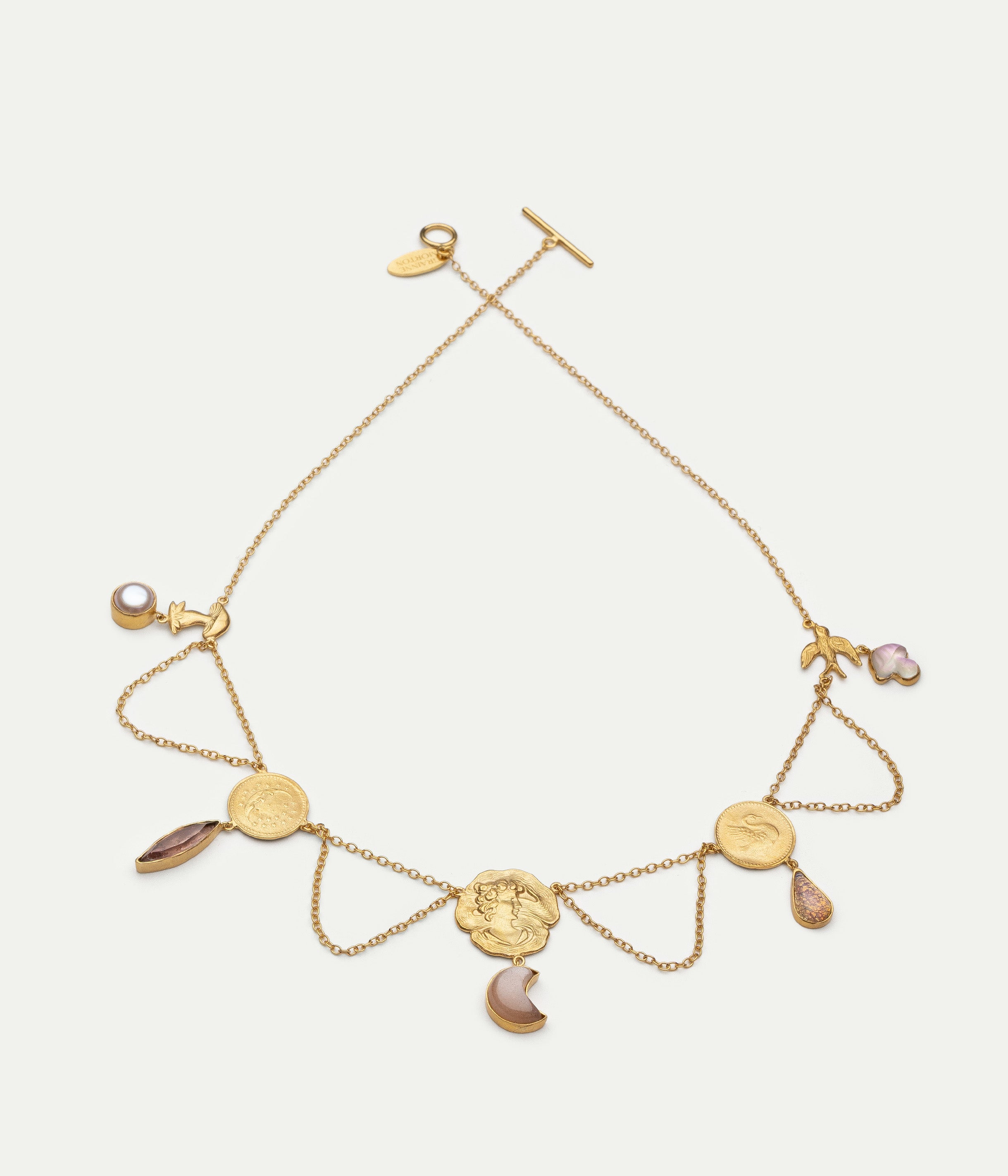 Collier Coin and Lace Linked Charm Drop