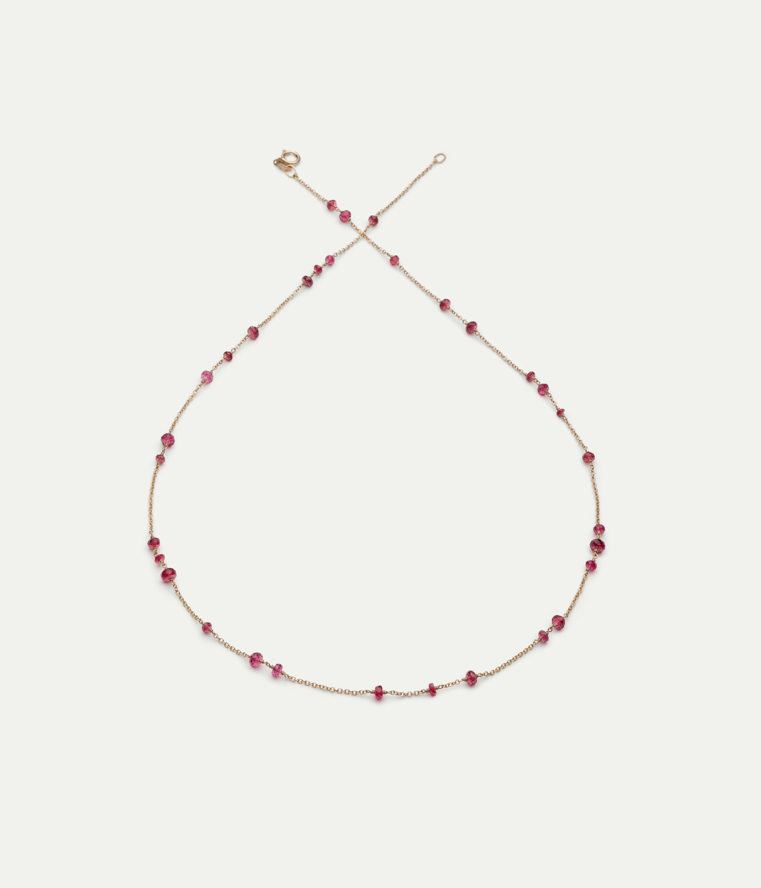 Collier Glitter or jaune et spinelle rose