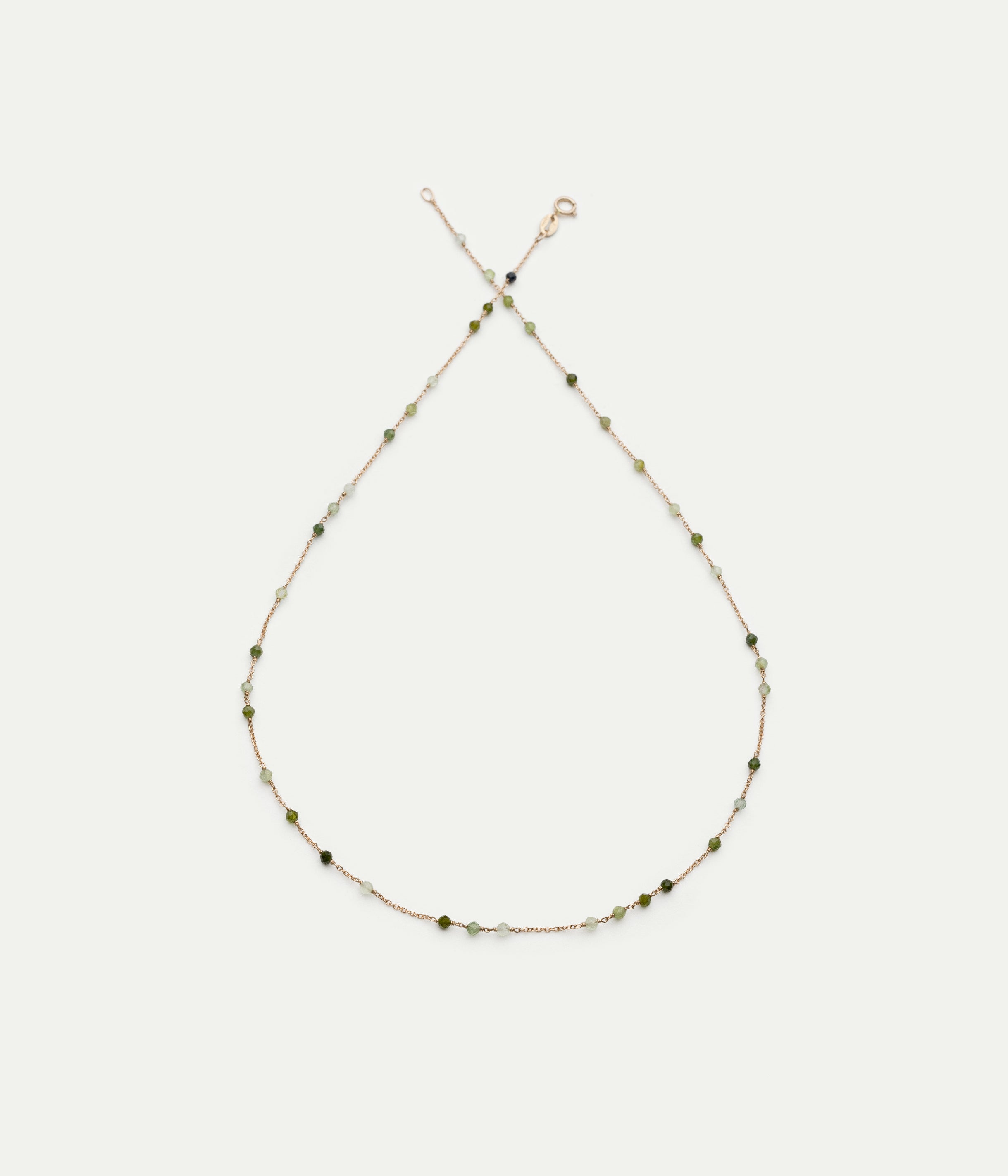 Glitter white gold and green tourmaline necklace