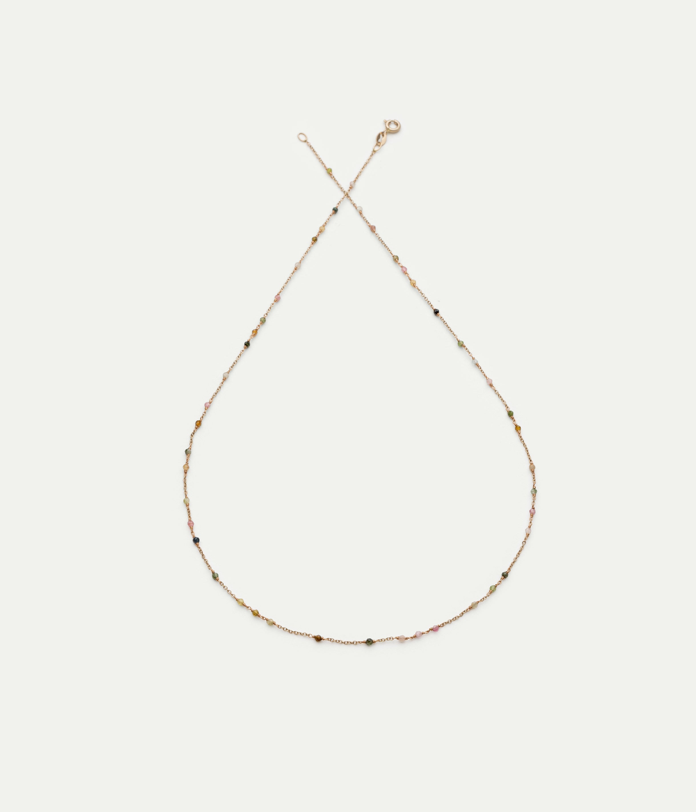 Glitter white gold and multicolor tourmaline necklace