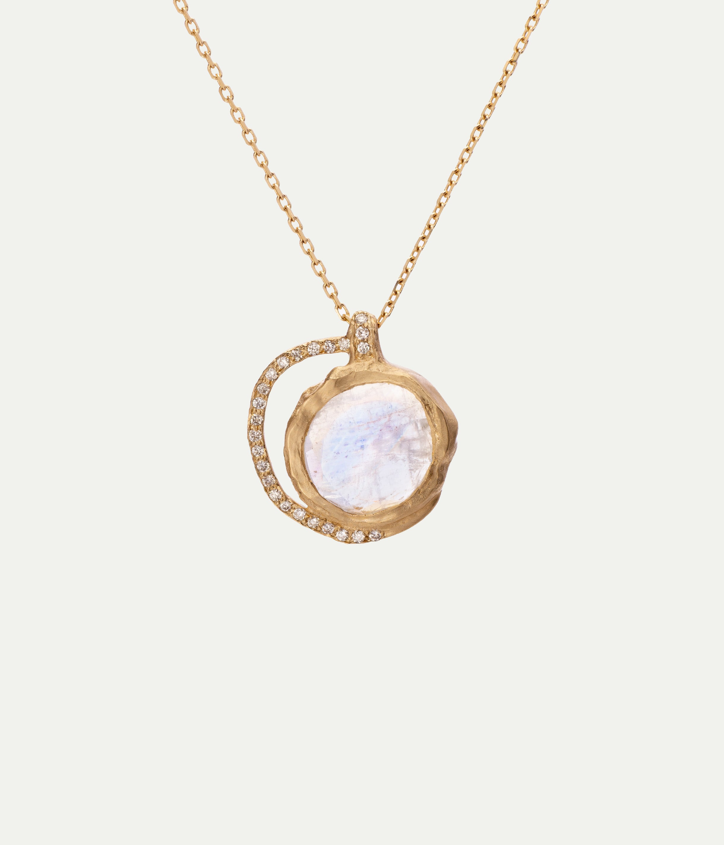 Gaia n°3 moonstone and diamonds necklace