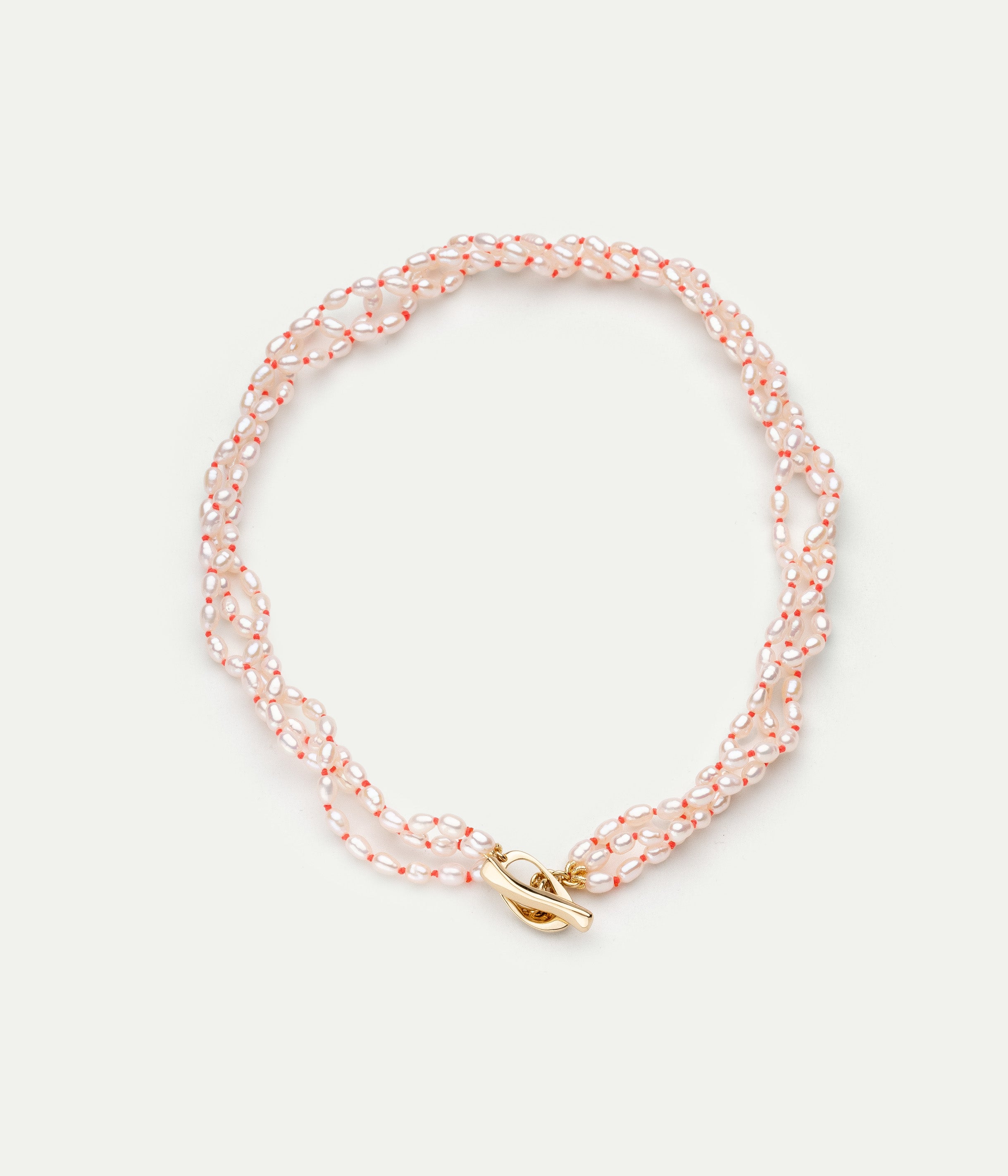 Soga Twist pearl and neon pink necklace