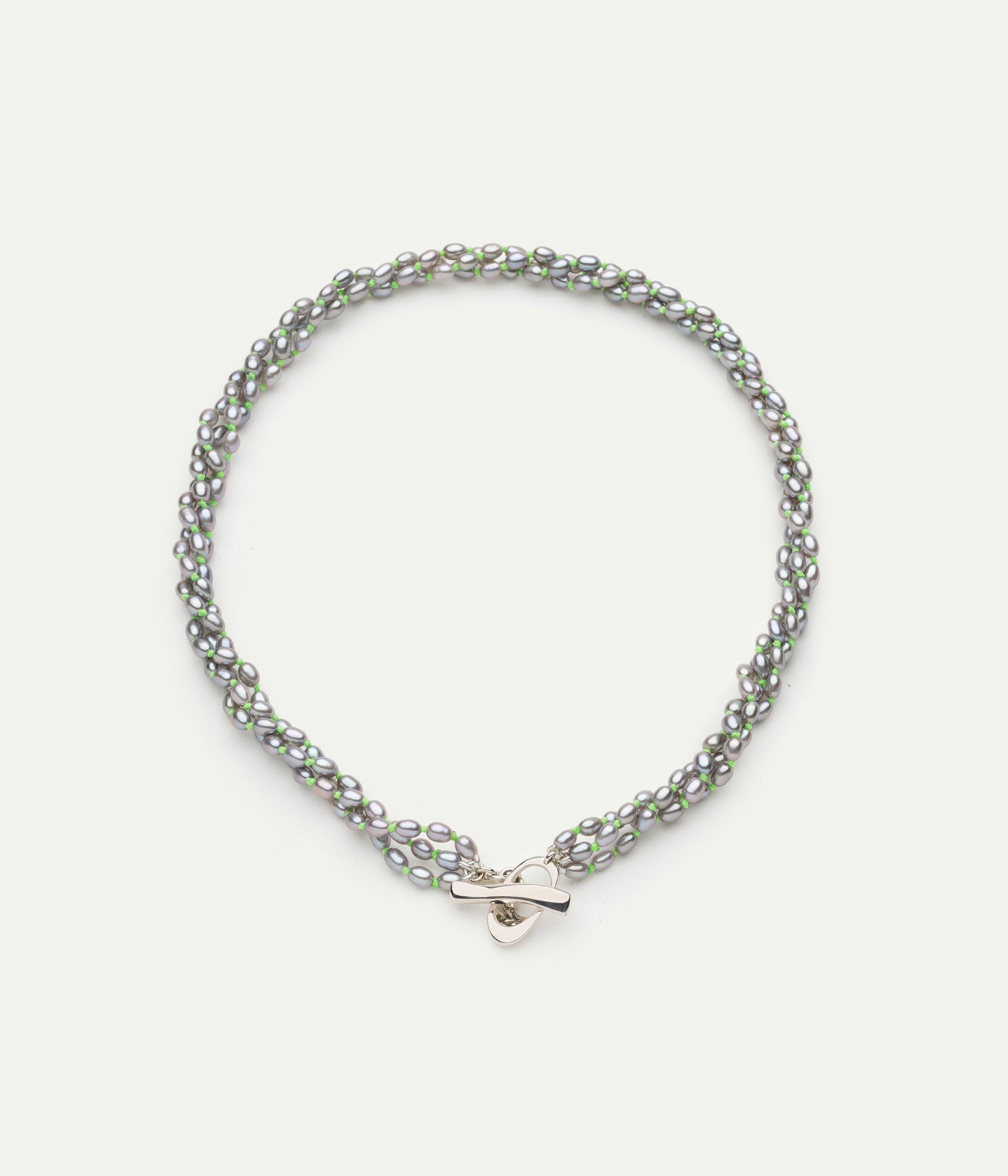 Collier Soga Twist gris et vert néon argent