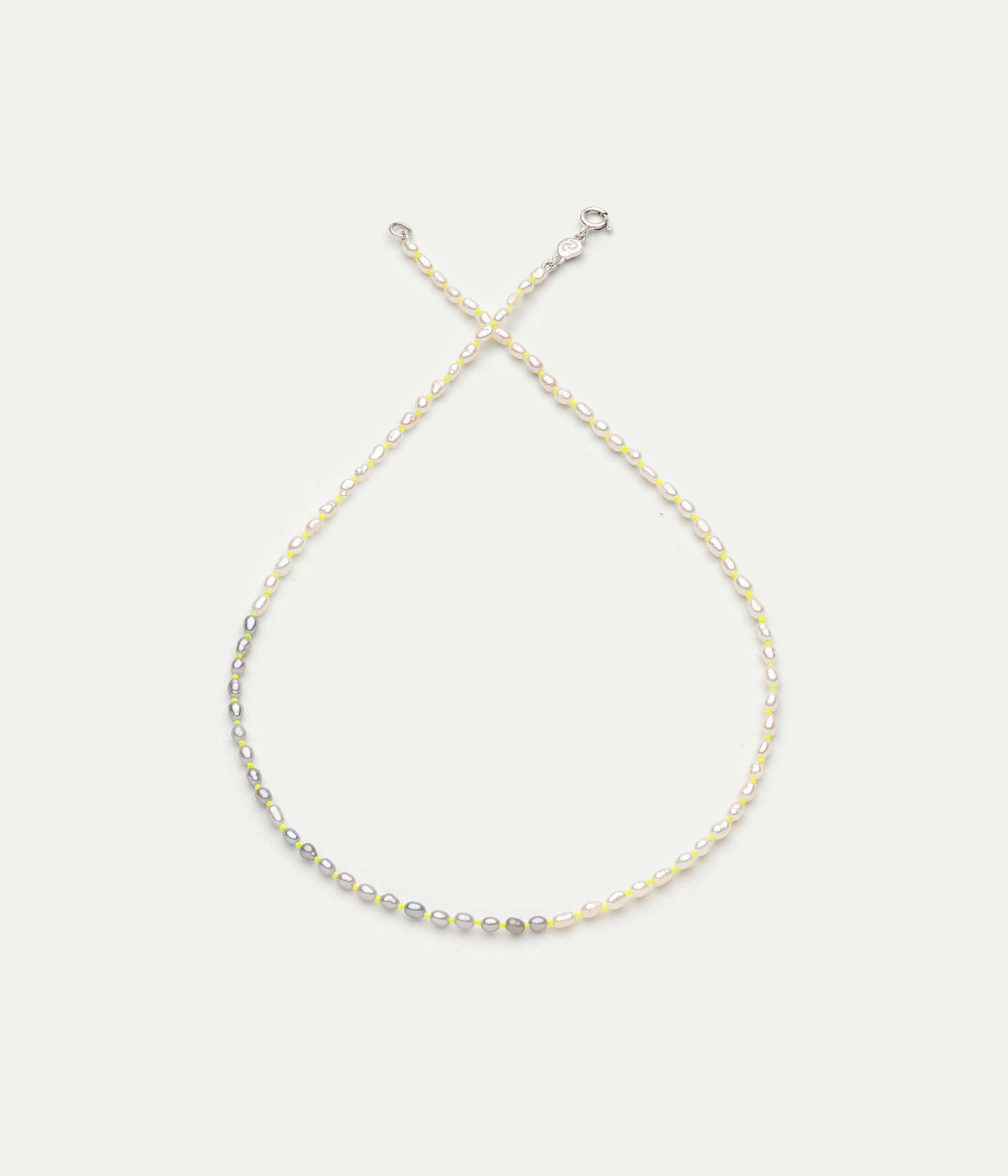 Collier Mini Soga bicolore jaune néon et perles