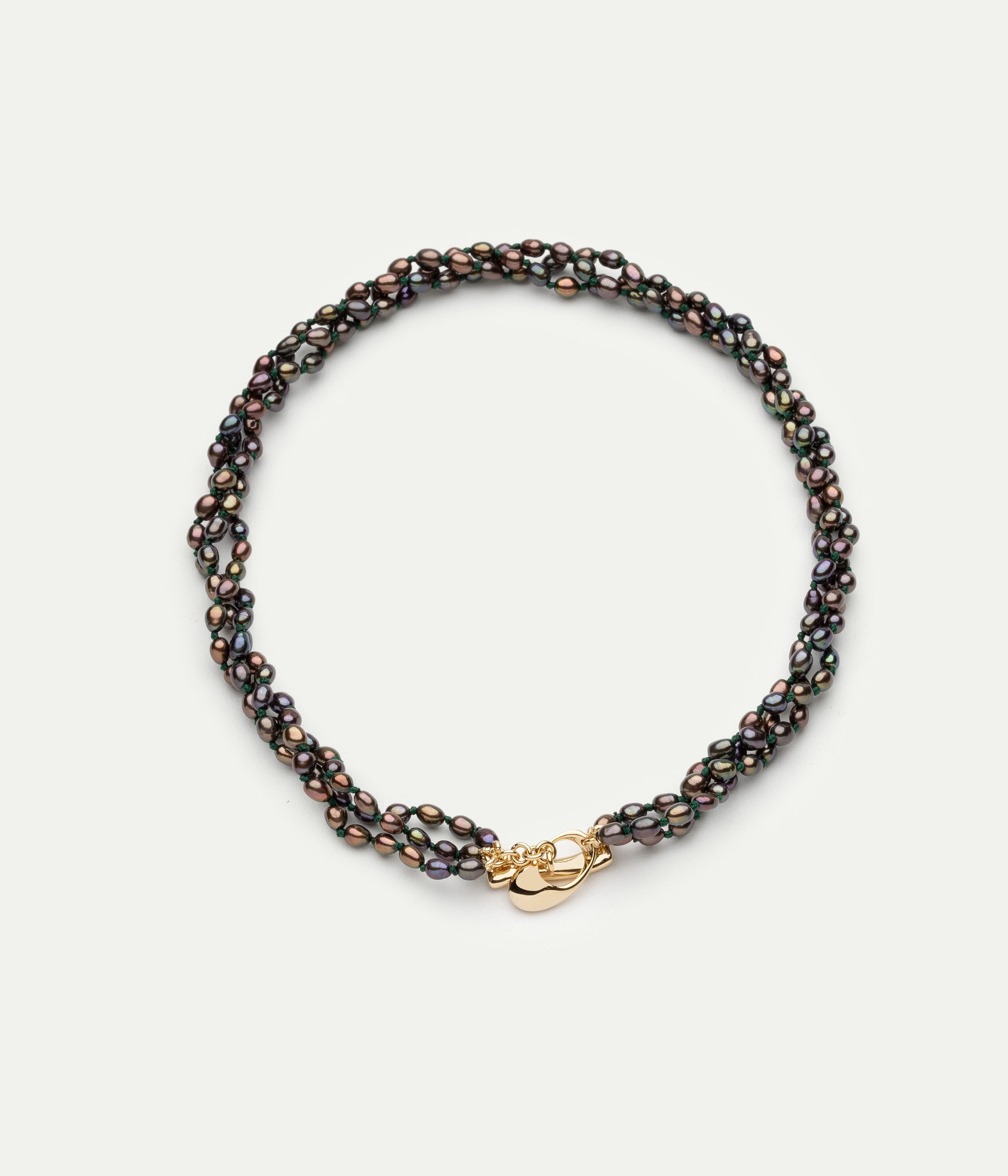 Collier Soga Twist peacock khaki plaqué or