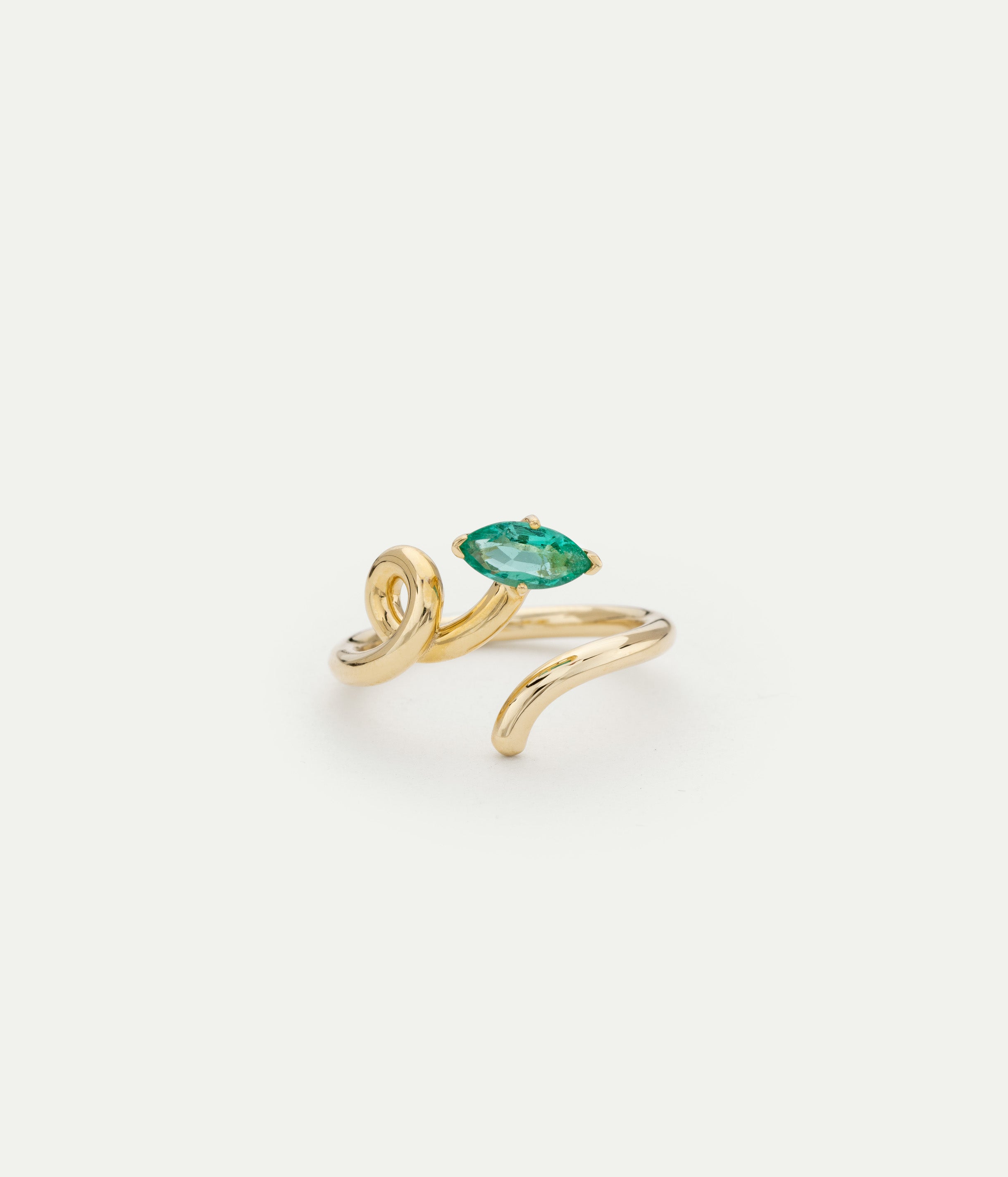 Baby Vine Tendril emerald ring