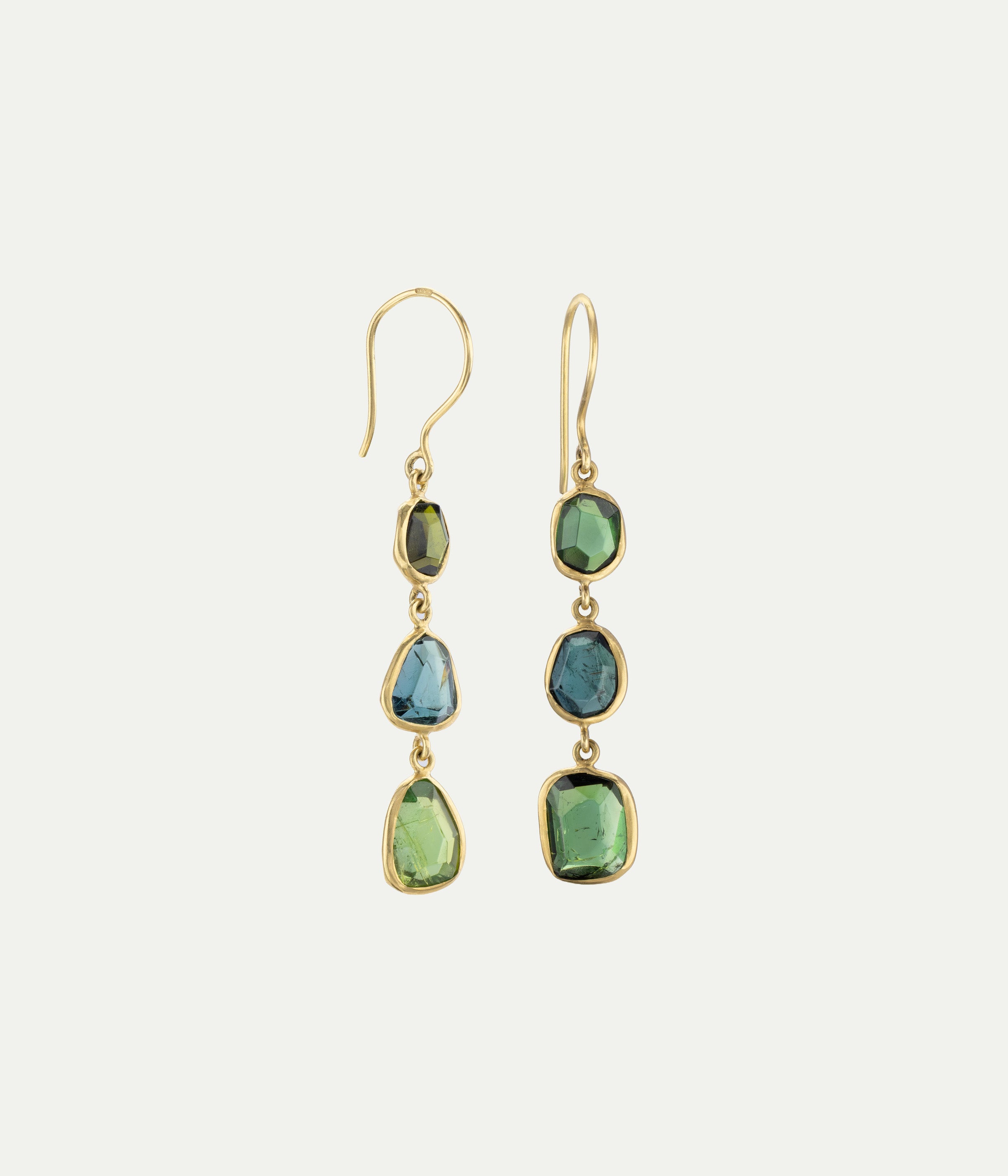 Boucles d'oreilles Gaia Triple Drop or jaune et tourmaline