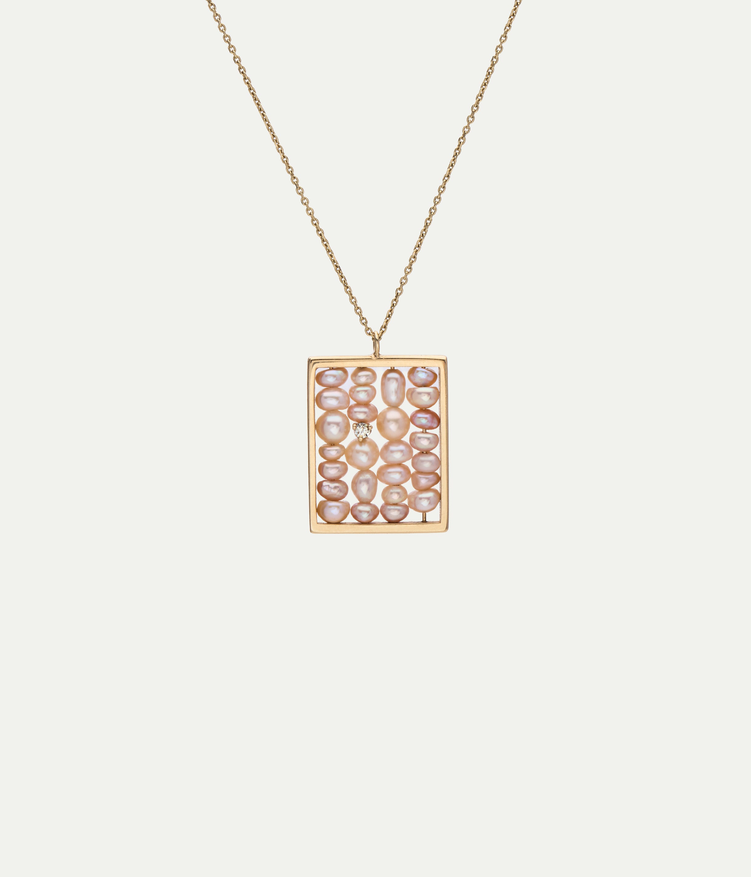 Blush Pearl Small Weaving yellow gold necklace