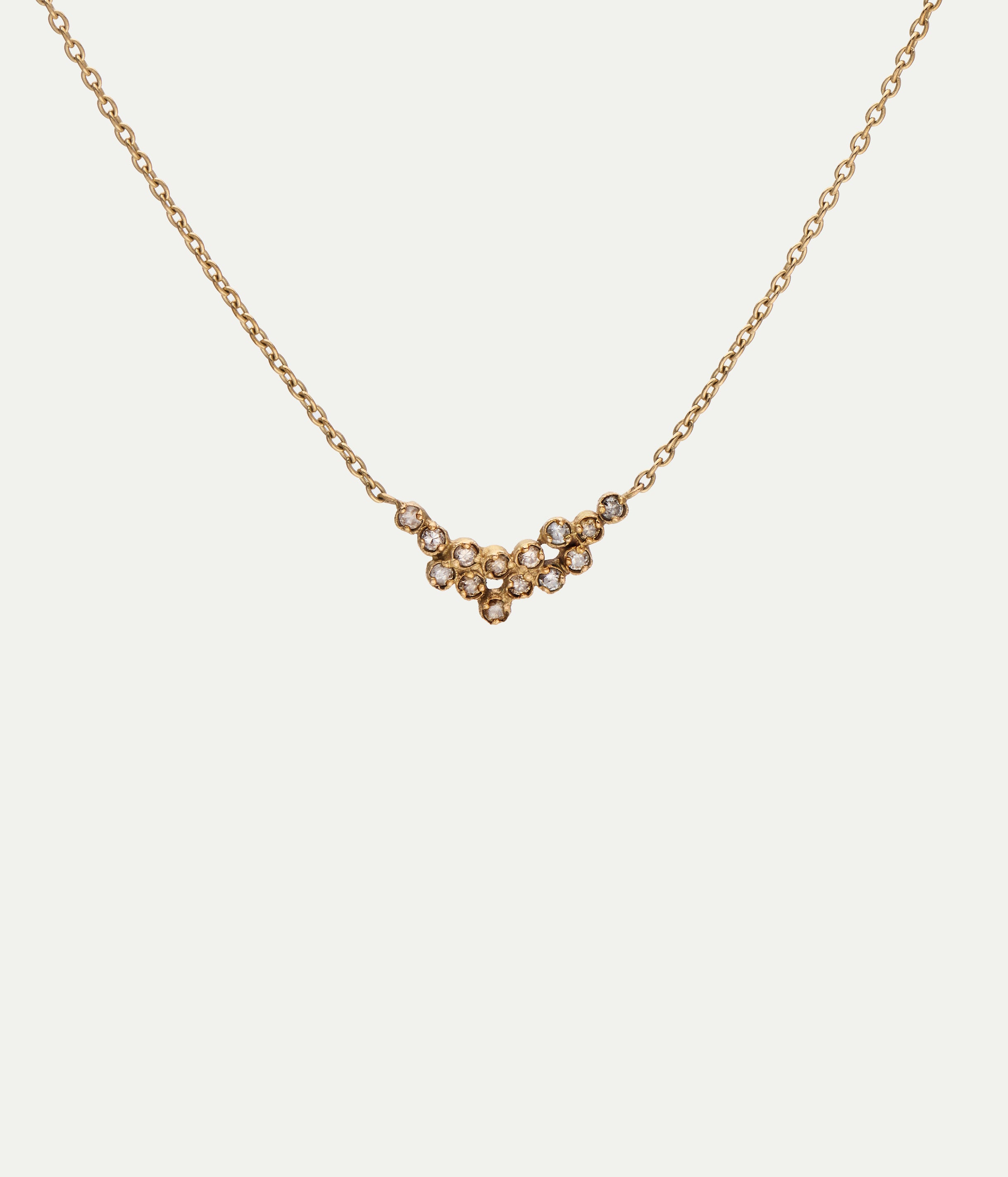 Cluster yellow gold and brown diamonds necklace