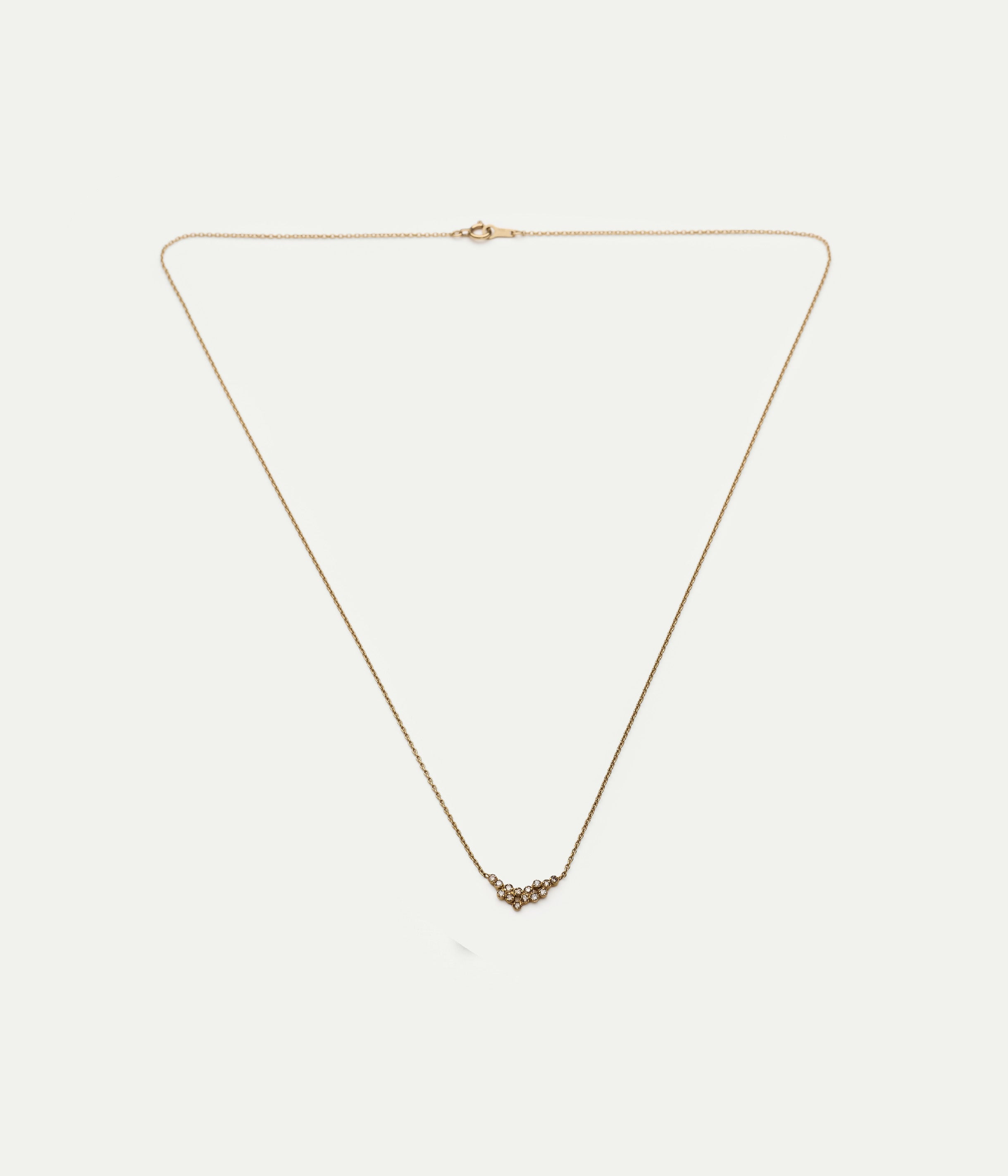 Cluster yellow gold and brown diamonds necklace