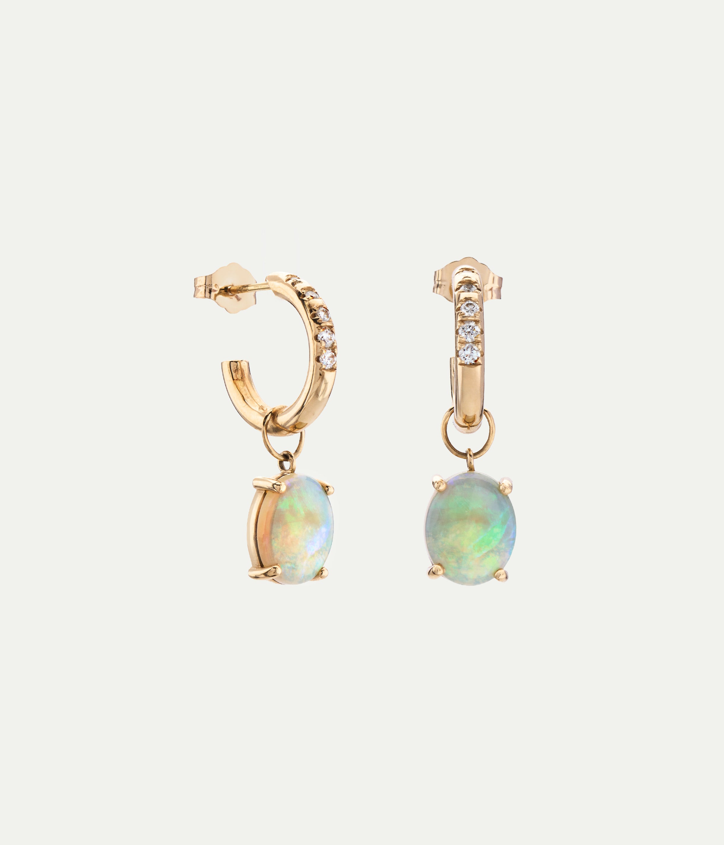 Boucles d'oreilles Graduate pave diamants et opale