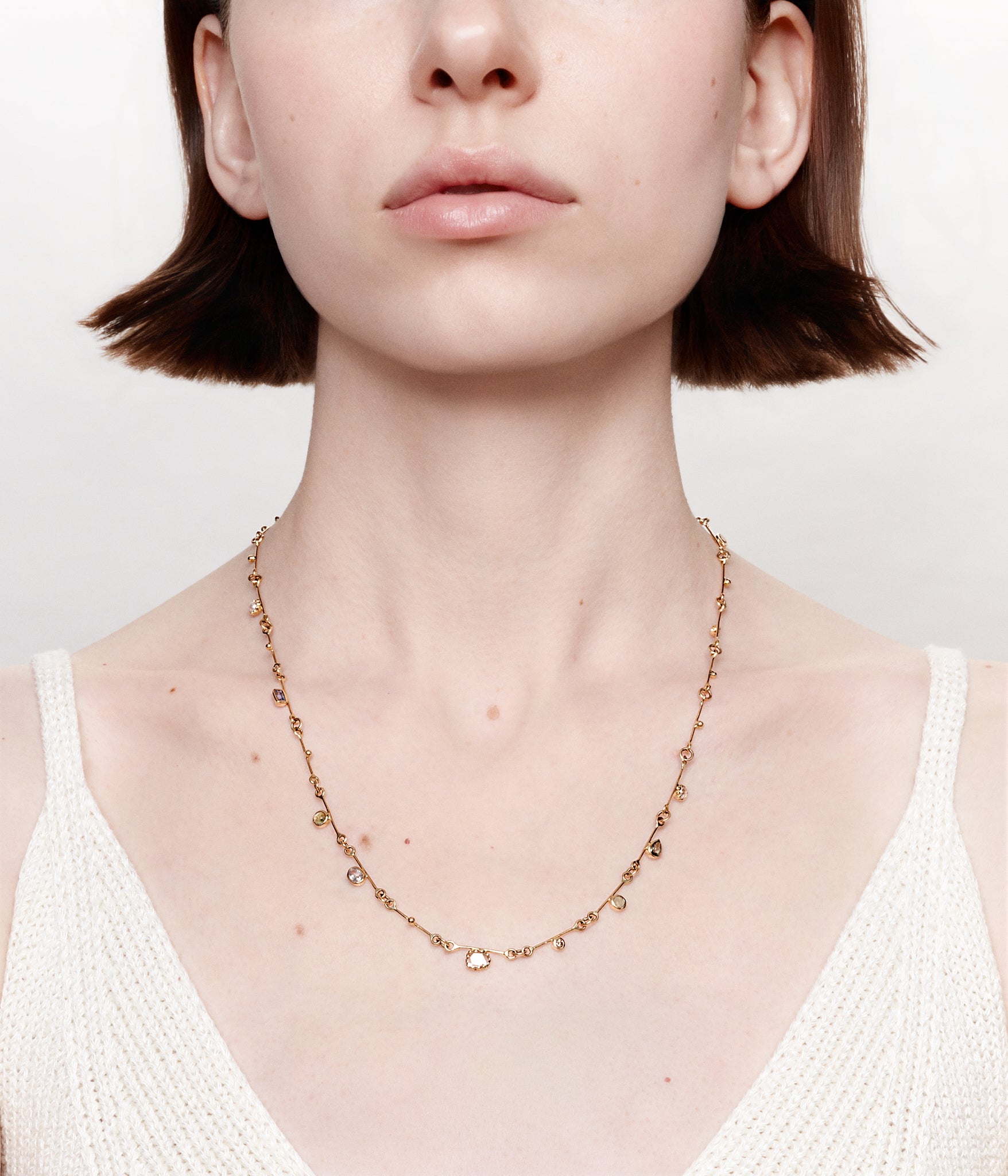 Gouttes d'or Sapphire, pearl and chrysoberyl necklace