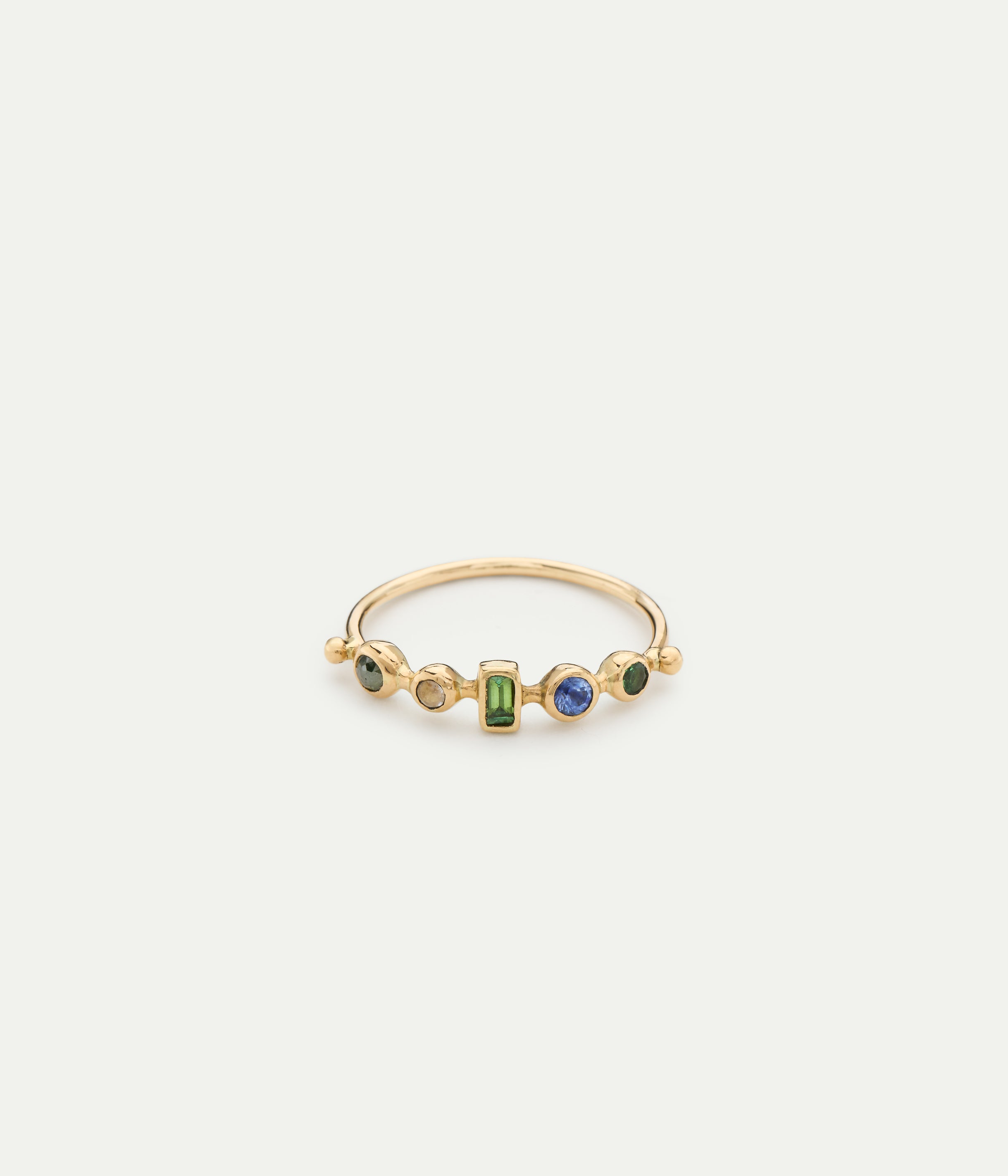 Bague Simple saphir, tourmaline et tsavorite