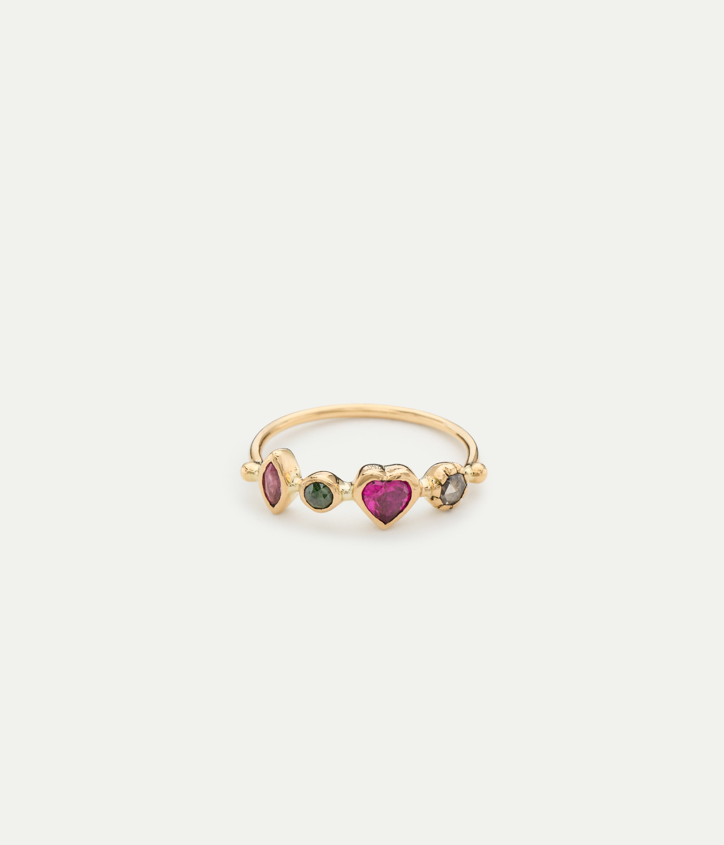 Bague Coeur verre, saphir et diamant