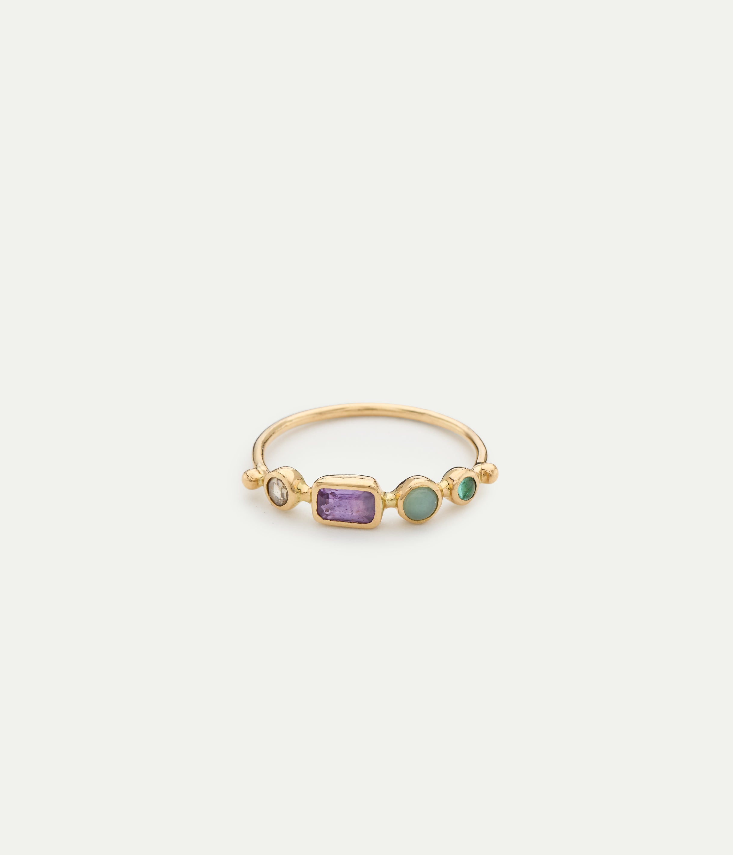Bague Simple saphir, chrysoprase et diamant