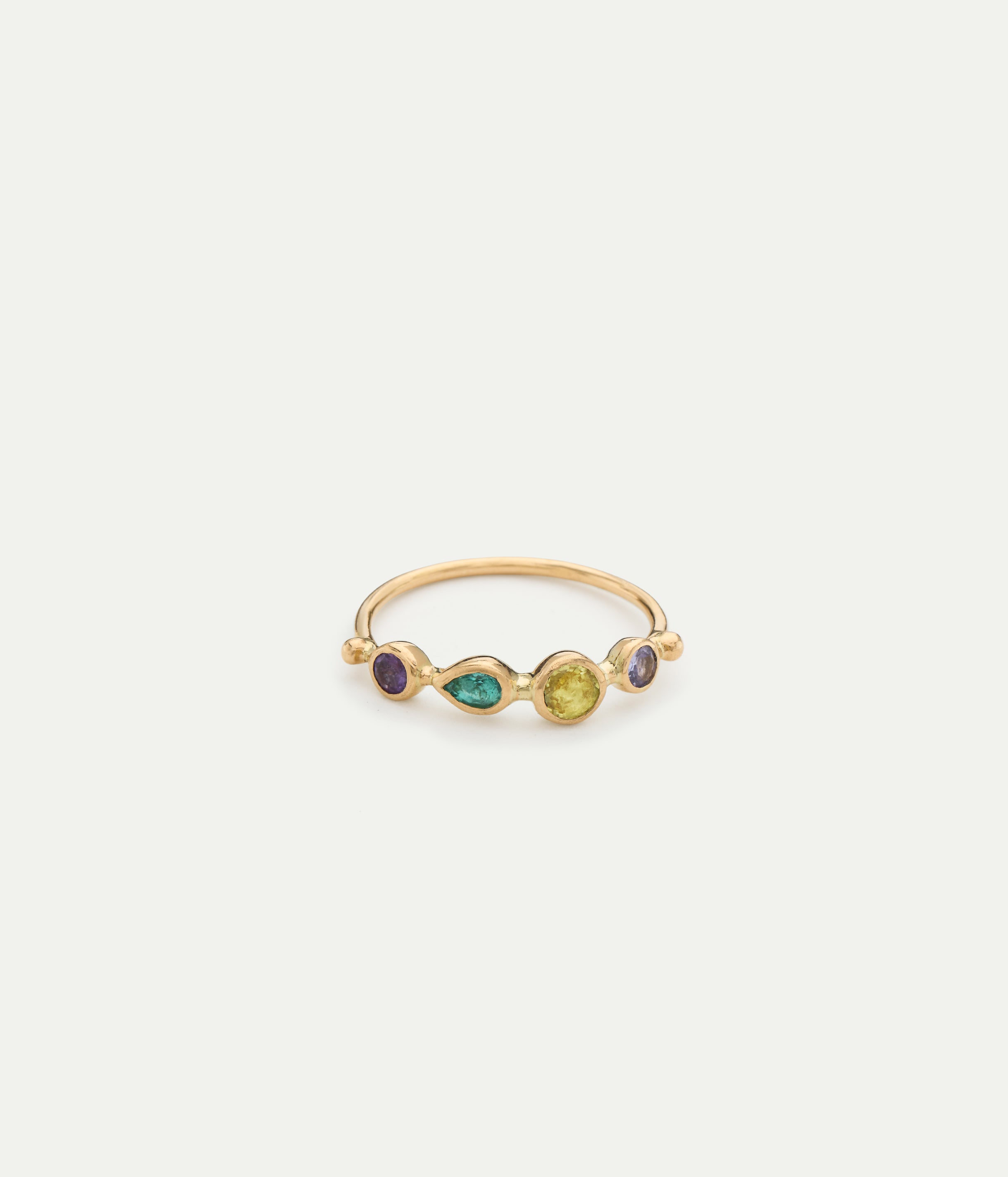 Bague Simple tourmaline, améthyste et émeraude