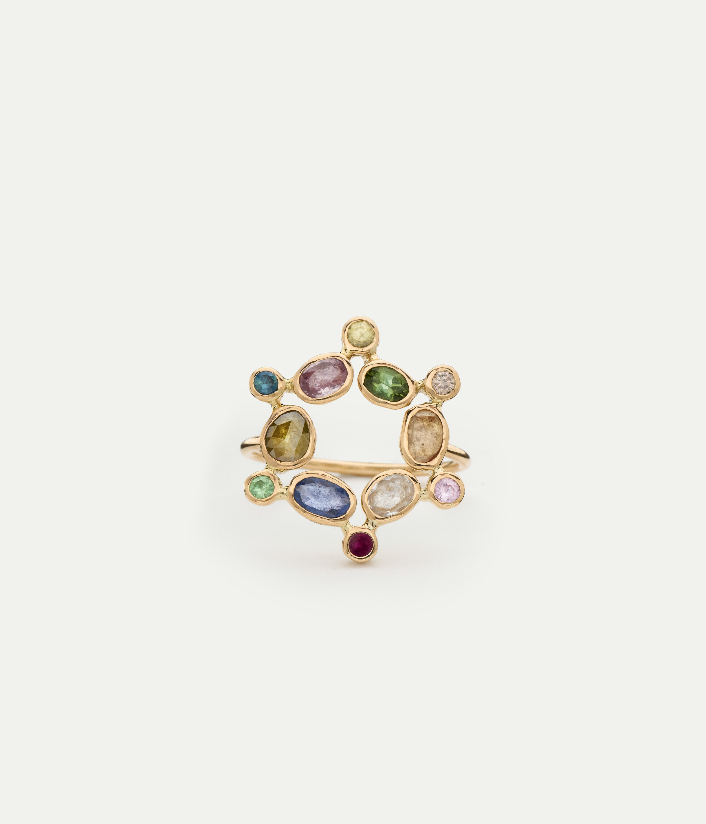 Couronnée sapphire, tasvorite and diamond ring