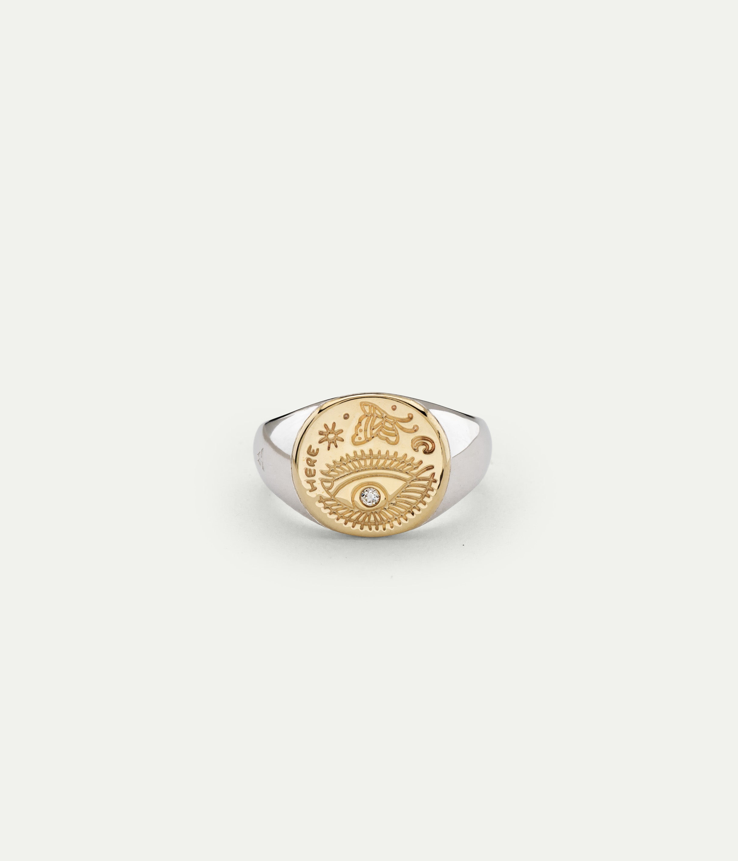 Bague Butterfly argent, plaqué or et diamant