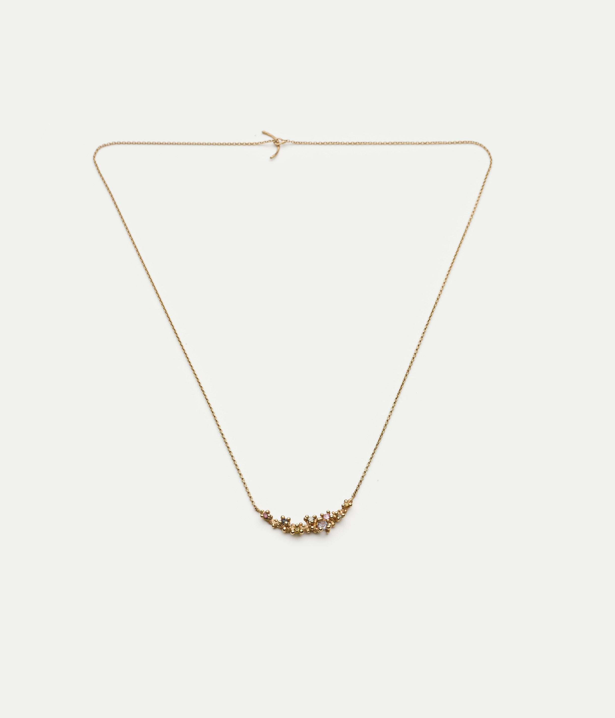 Granules multicolored sapphires necklace