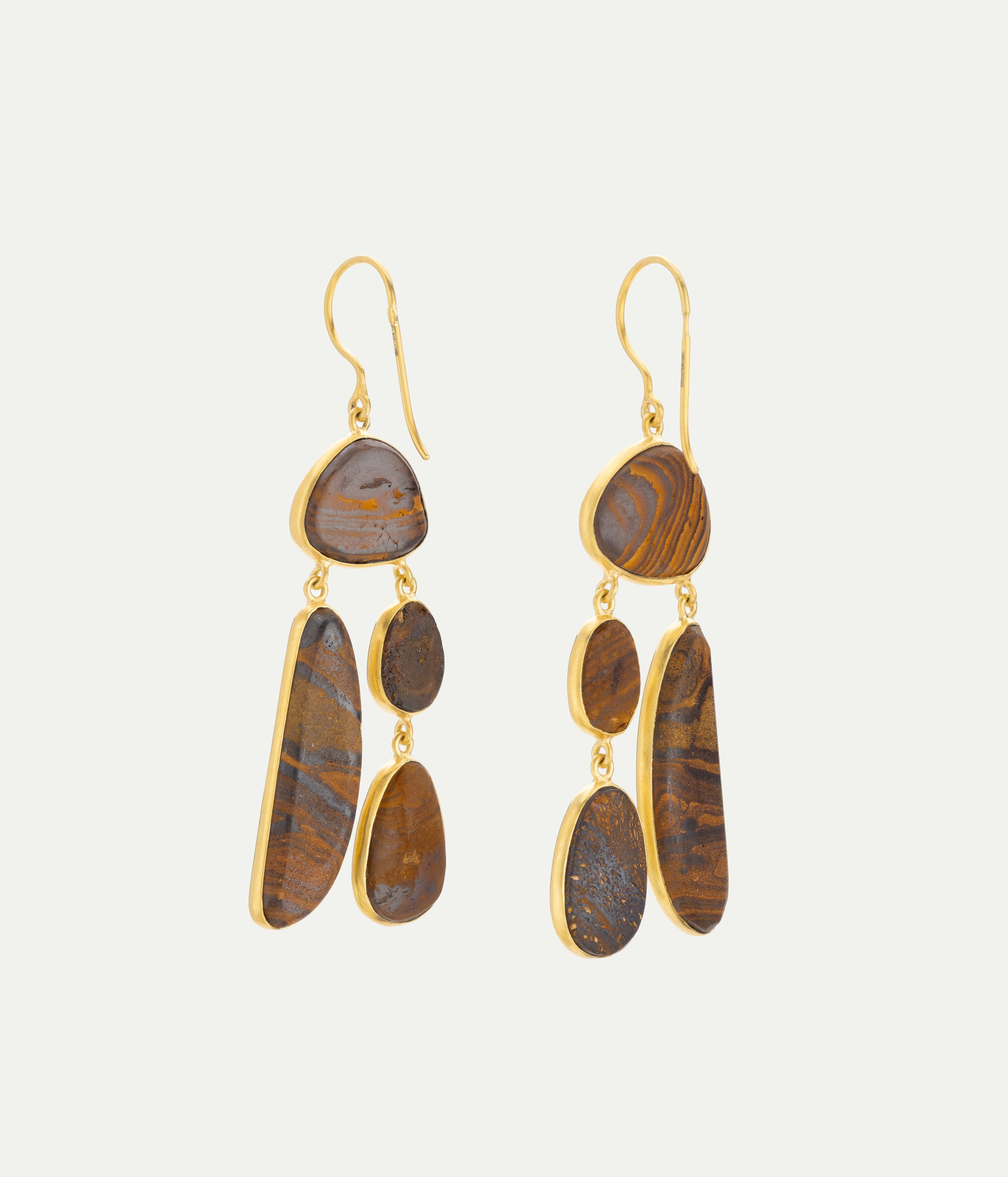 Boucles d'oreilles alectrona four drop or jaune et opale