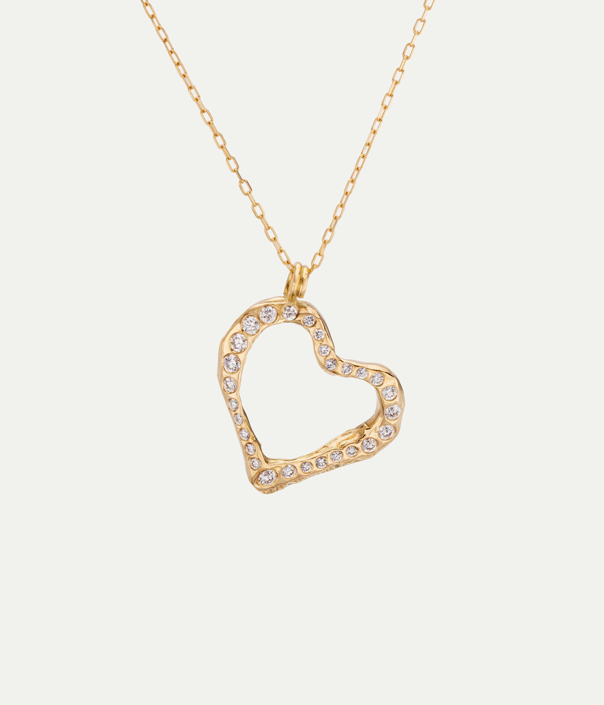 Collier Coeur Pavé or jaune et diamants